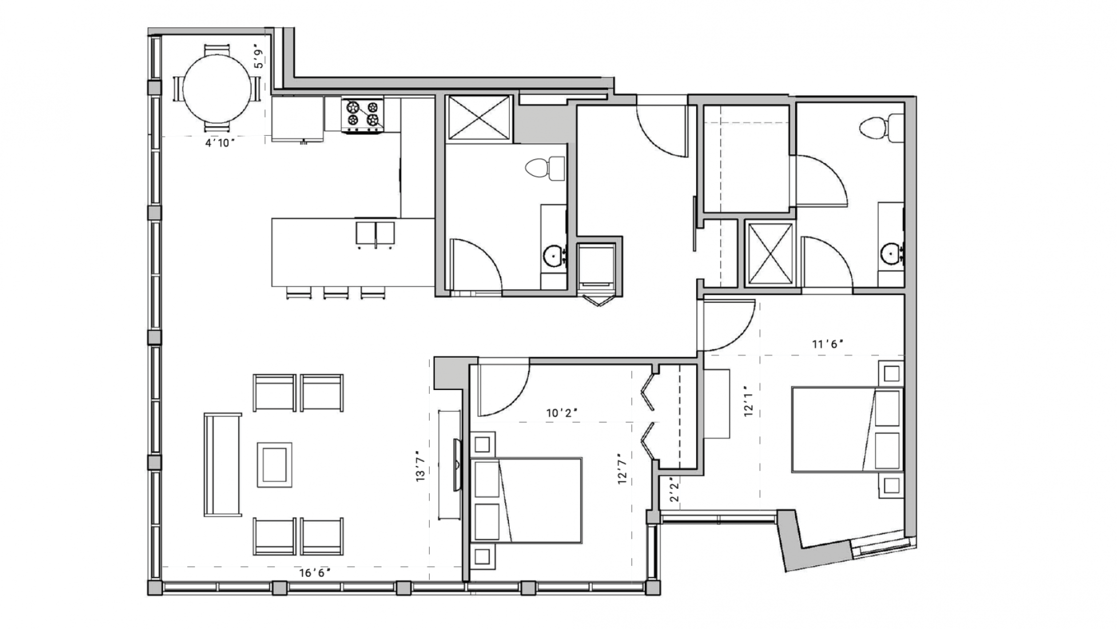 SEVEN27-Apartment-101-Two-Bedroom-Bathroom-Downtown-Madison-Lake