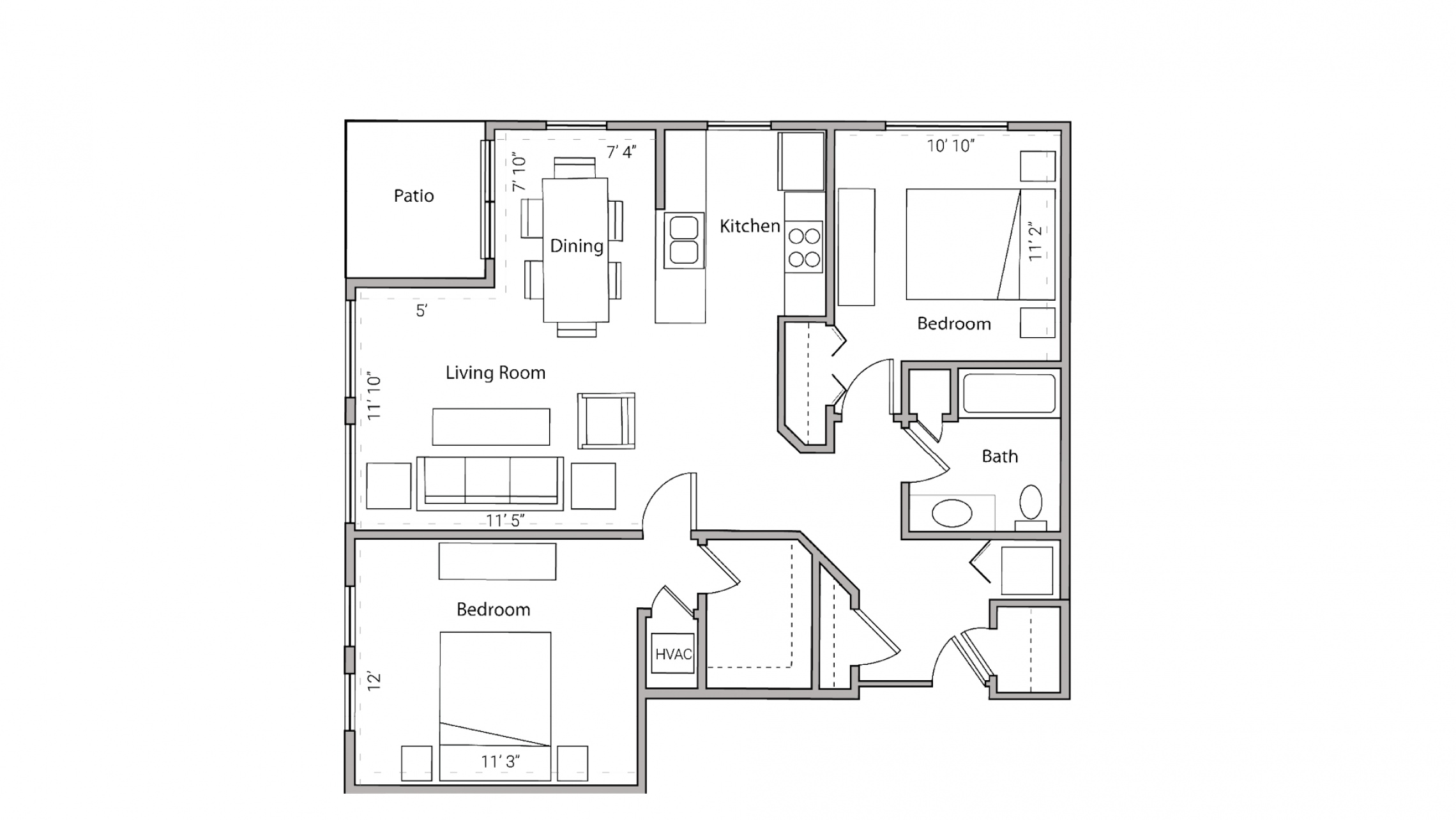 ULI City Place 107 - Two Bedroom, One Bathroom