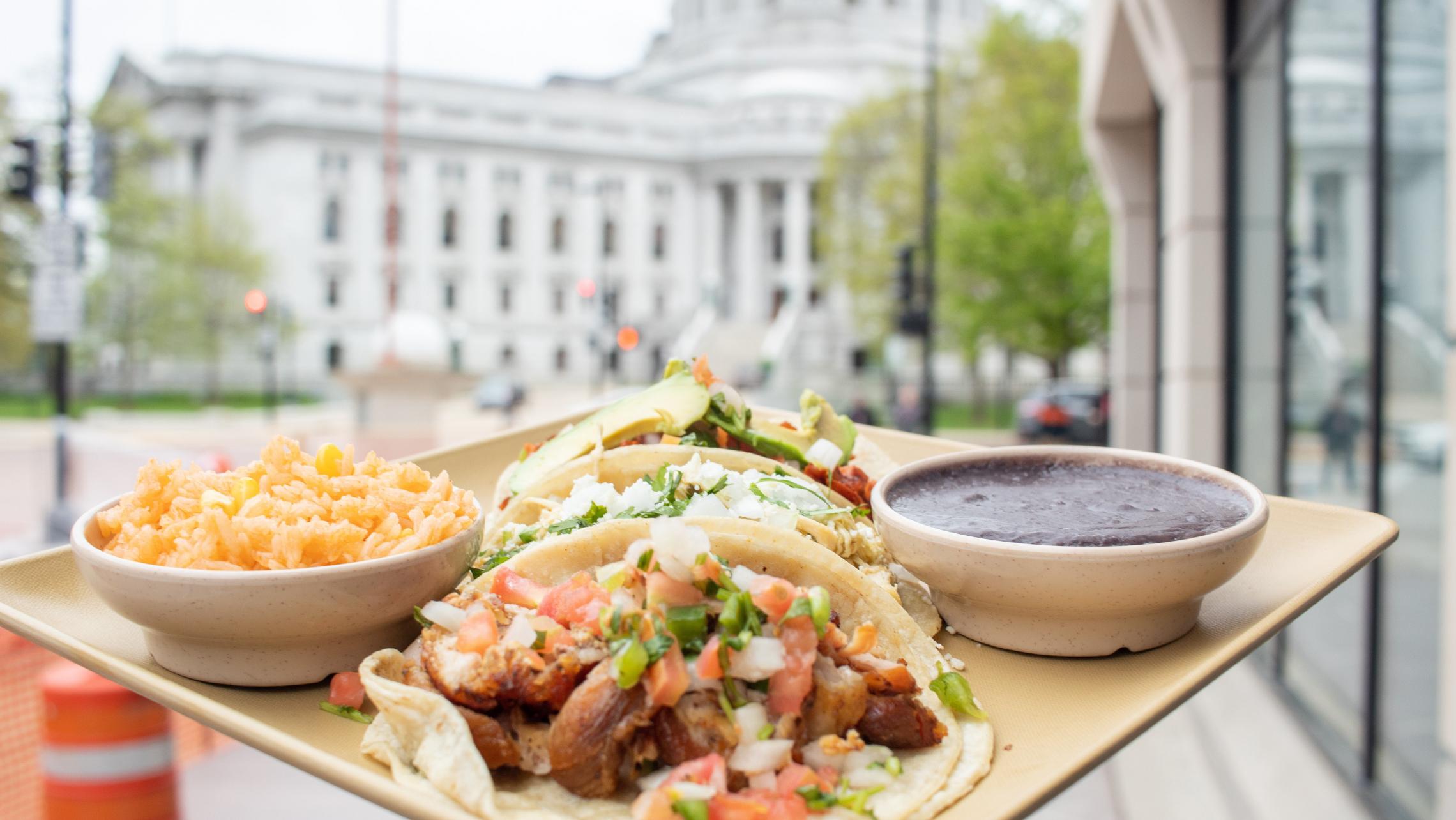 BelAir Cantina Tacos in front of the Wisconsin State Capitol