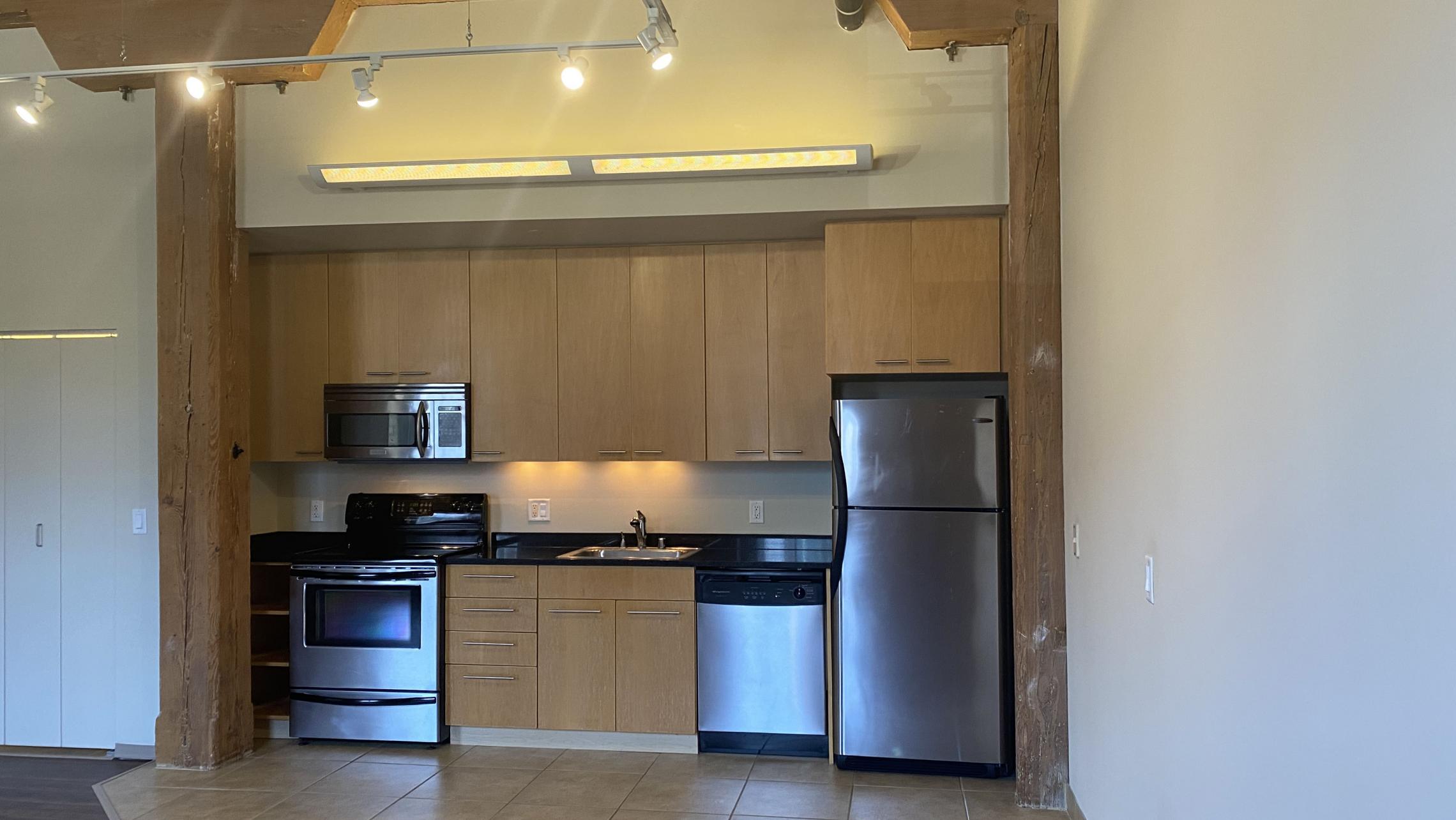Tobacco-Lofts-Yards-Apartment-E211-One-Bedroom-Historic-Exposed-Brick-Timber-Beams-High-Ceilings-Design-Unique-Downtown-Bike-Path-Kitchen-Bathroom-Cats-Fitness-Courtyard-Lounge