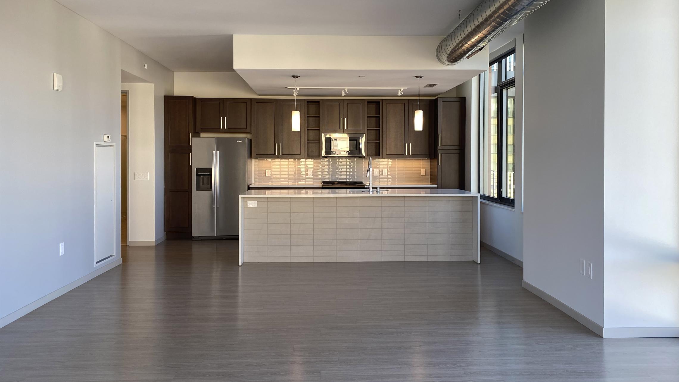 The-Pressman-Apartment-602-Two-Bedroom-Two-Bath-Kitchen-Living-Upscale-Luxurious-Modern-Exposed-Duct-Concrete-Capitol-Square-Downtown-Views-Madison-Balcony-Terrace-Pets-Fitness-Lounge-Grill-Lifestyle