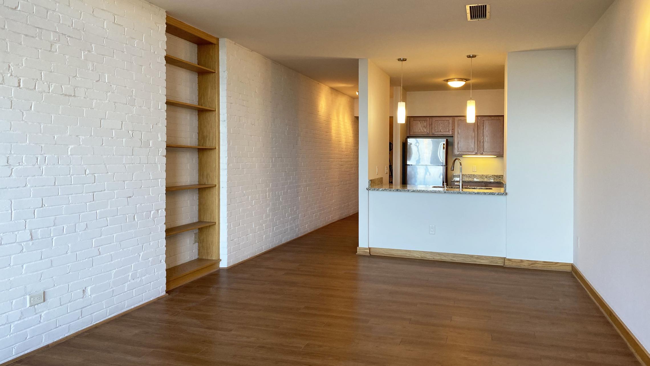 Lincoln School-Apartment-202-One-Bedroom-Den-Bathroom-Historic-Exposed-Brick-Lake-View-Balcony-Dogs-Cats-Downtown-Madison-Design-Unique-Home