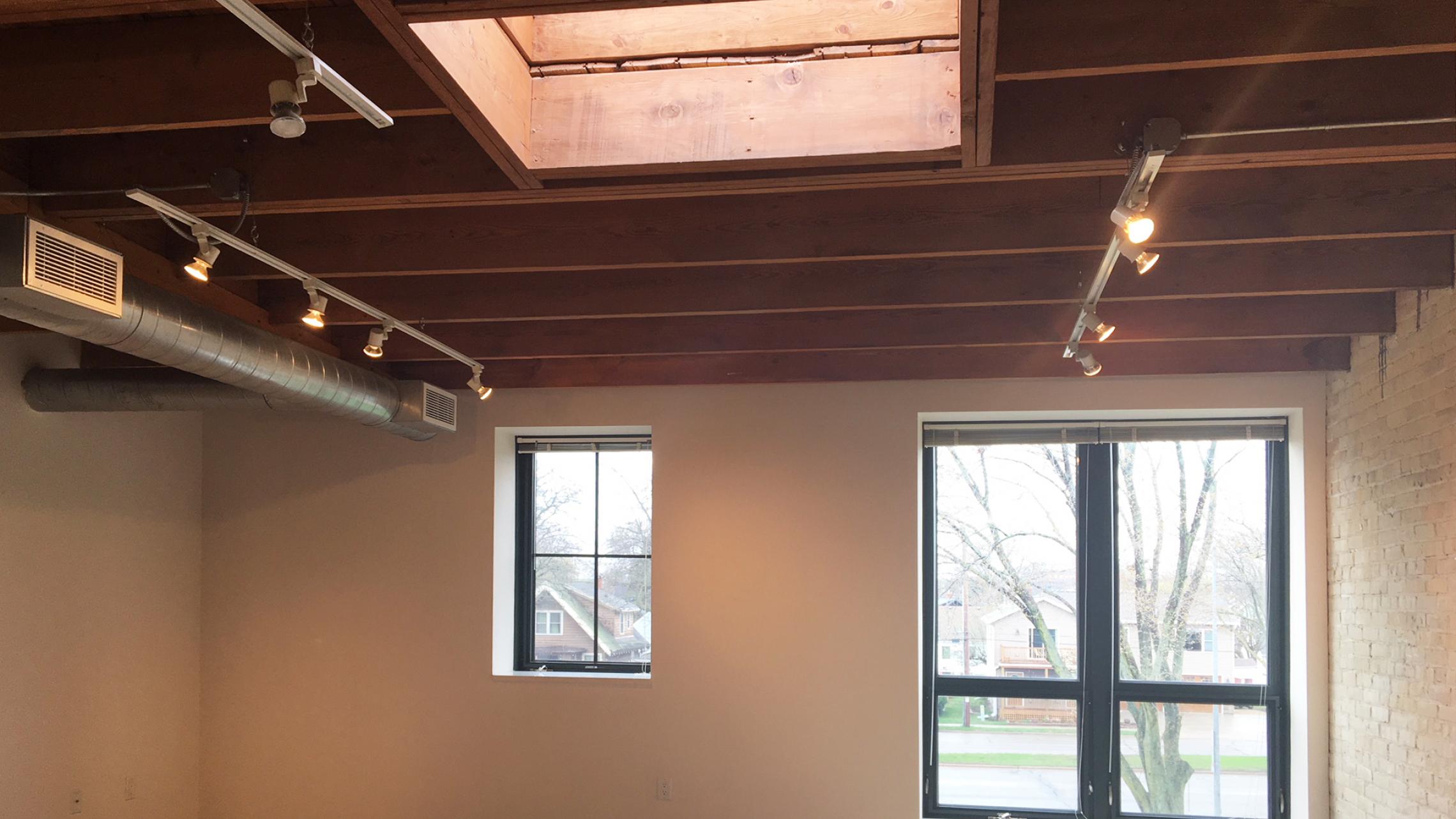 The-Yards-Tobacco-Lofts-Apartment-W204-One-Bedroom-Historic-Exposed-Brick-Timber-Beams-High-Ceilings-Skylight-Downtown-Design-Laundry-Design-Unique-Bike-Lake-Cats