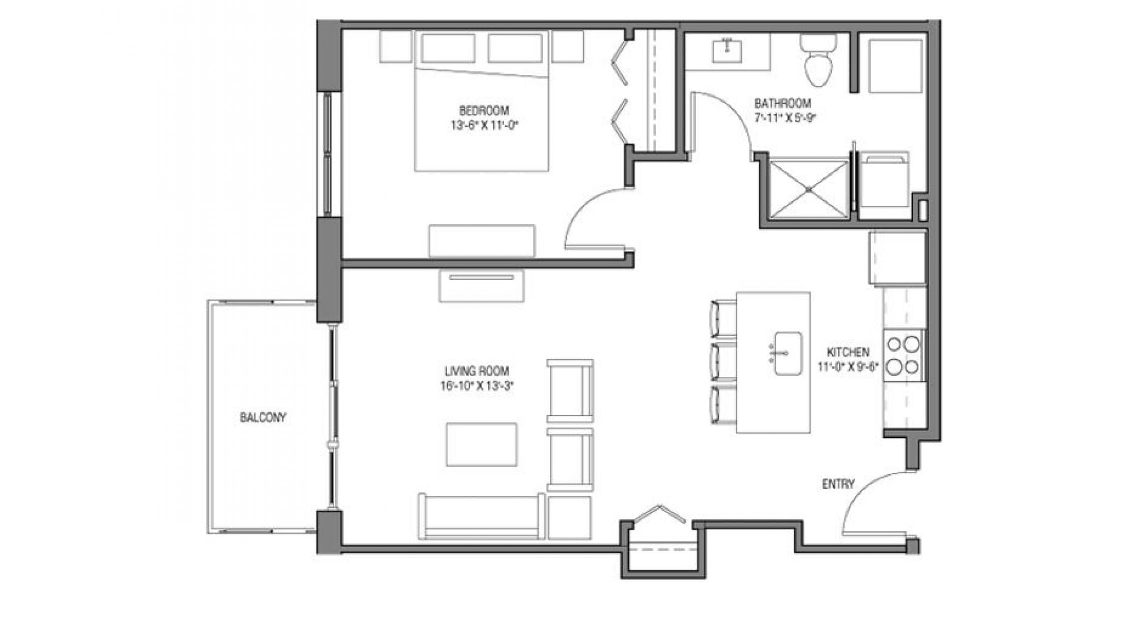 ULI Nine Line 222 - One Bedroom, One Bathroom