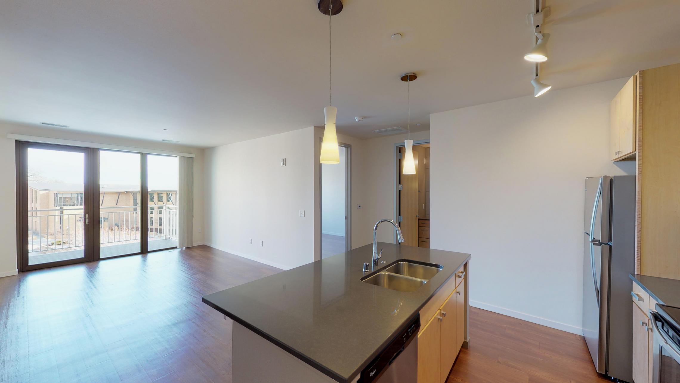 Nine-Line-Apartment-321-One-Bedroom-Kitchen-Living-Bathroom-Downtown-Madison-Lake-View-Bike-Path-Fitness-Sunny-Upscale-Modern-Design-Style-Balcony 