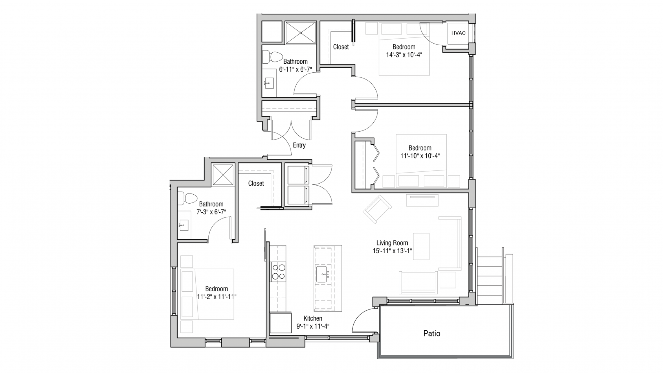 ULI Quarter Row 101 - Three Bedroom, Two Bathroom