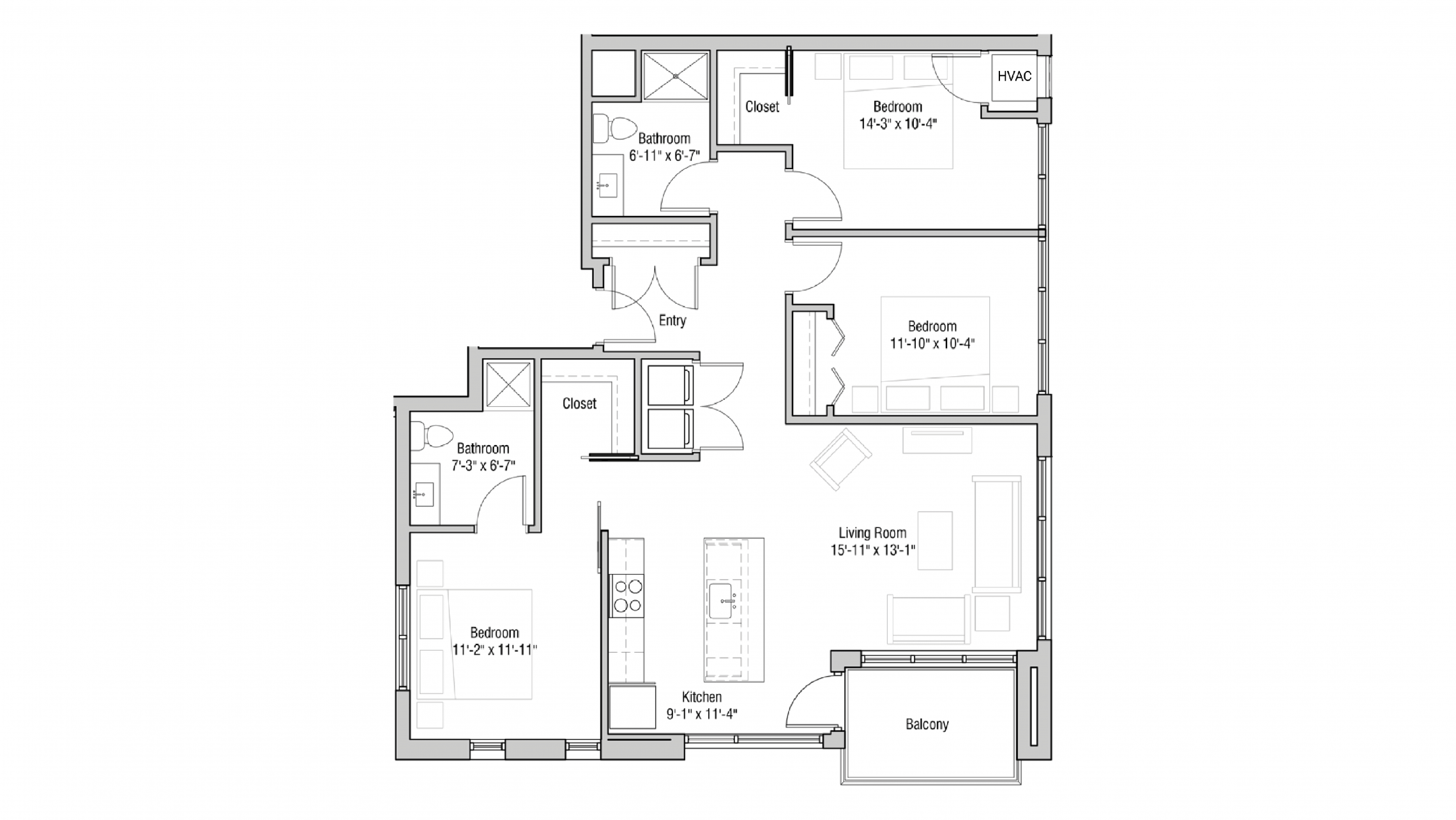 ULI Quarter Row 201 - Three Bedroom, Two Bathroom