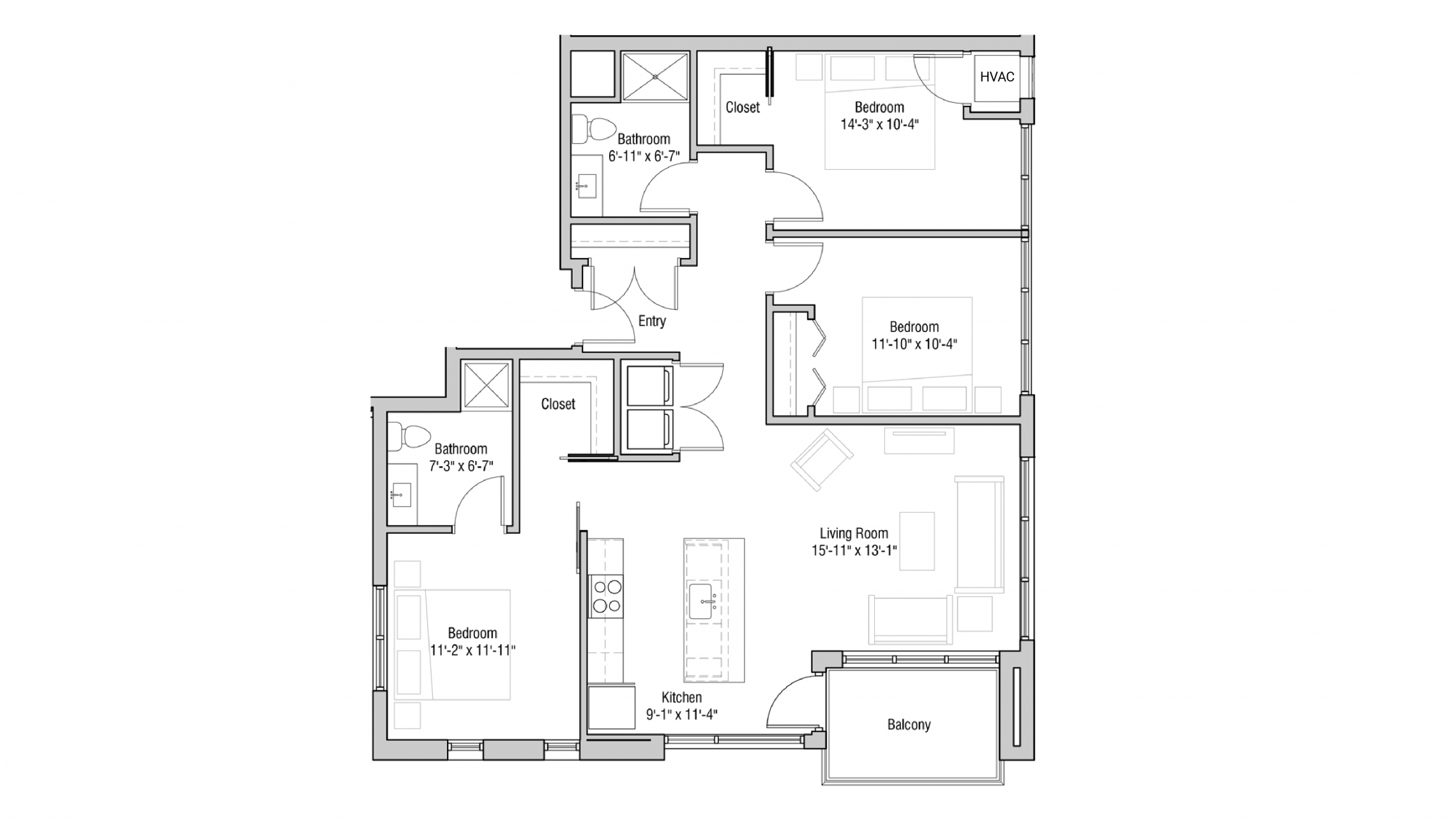 ULI Quarter Row 301 - Three Bedroom, Two Bathroom