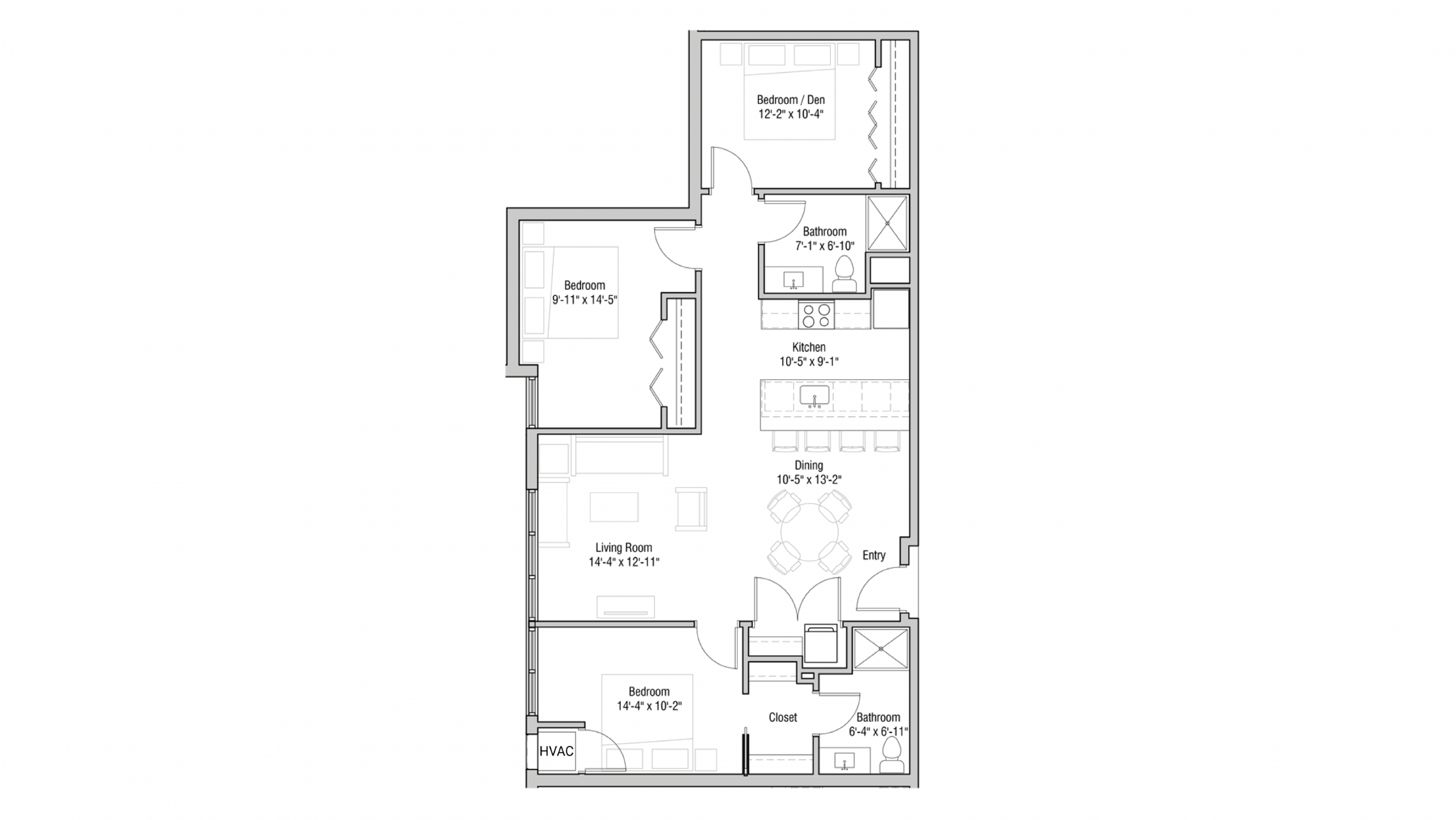 ULI Quarter Row 410 - Two Bedroom, Two Bathroom