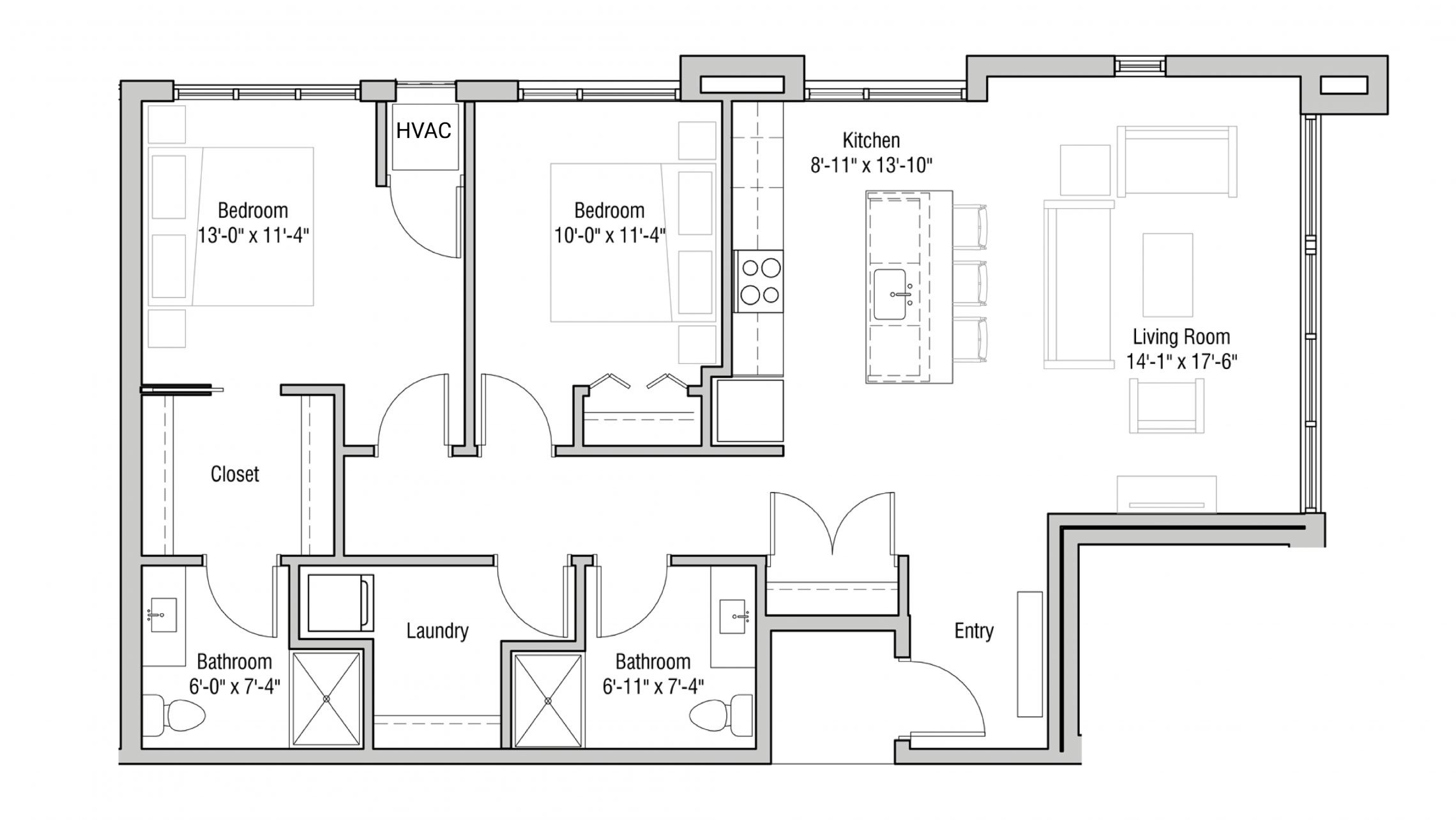 ULI Quarter Row 415 - Two Bedroom, Two Bathroom