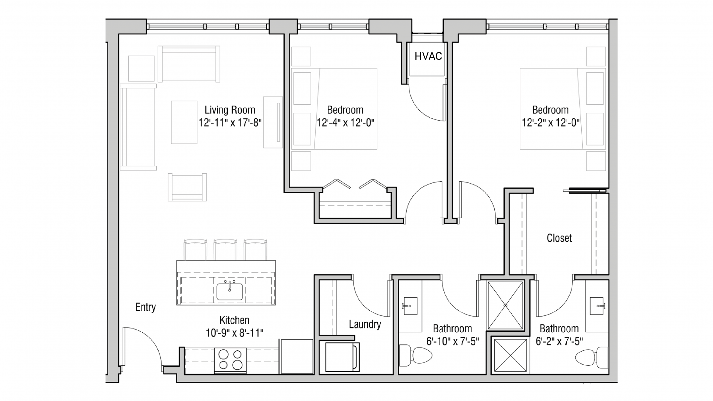 ULI Quarter Row 417 - Two Bedroom, Two Bathroom