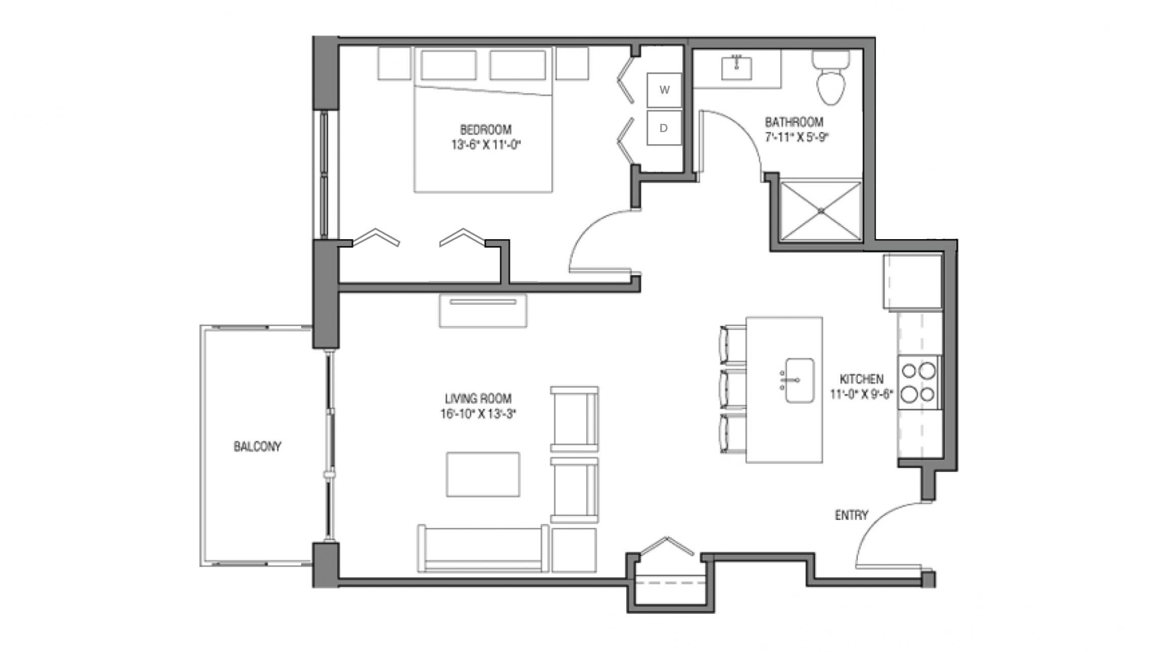 ULI One Bedroom Accessible Floorplan