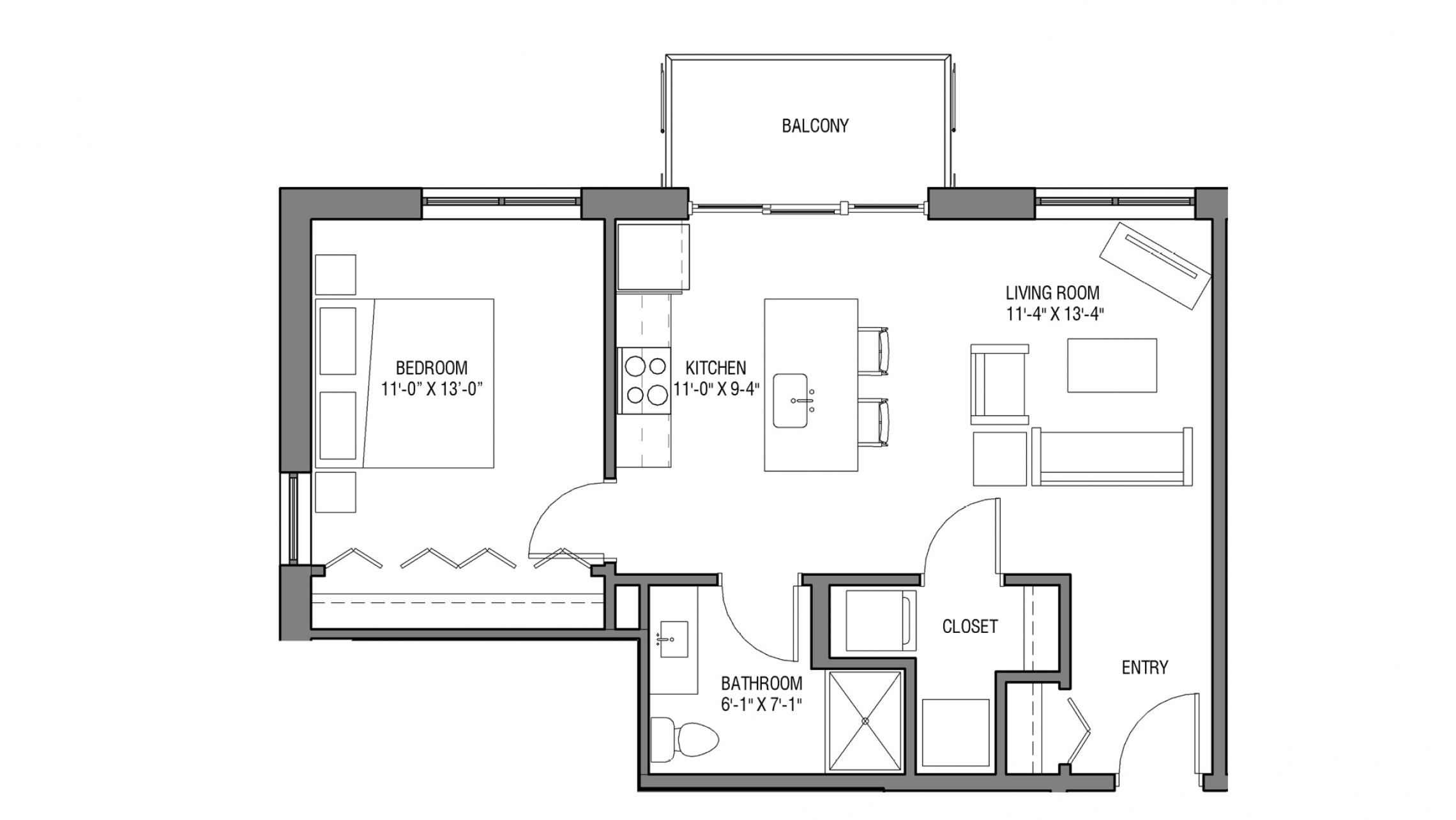 ULI Nine Line 201 - One Bedroom, One Bathroom