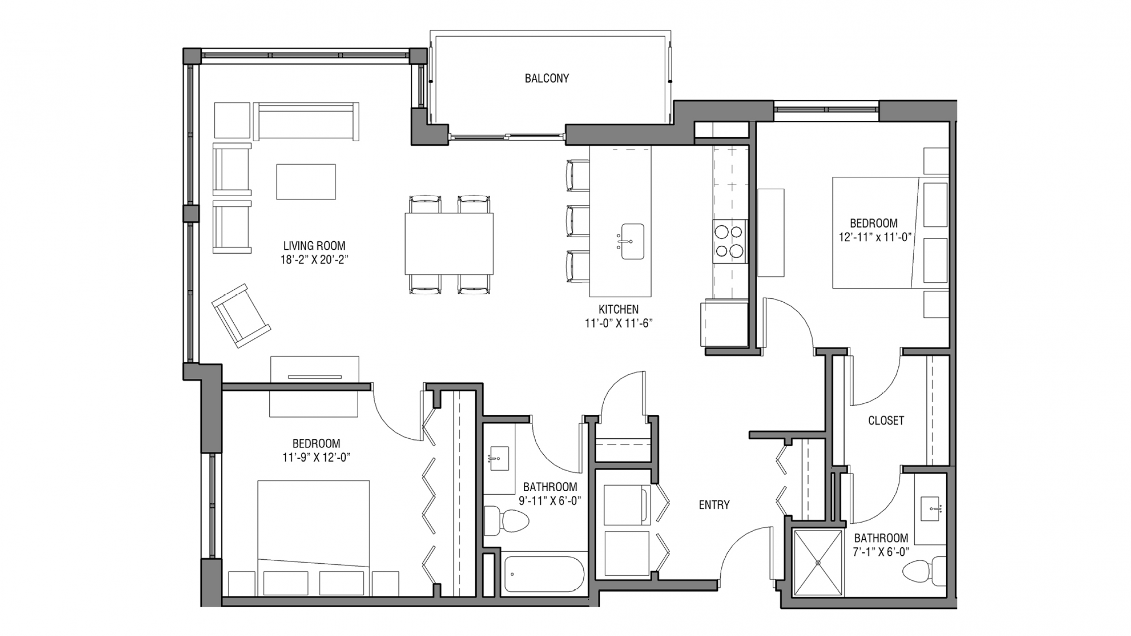 ULI Nine Line 203 - Two Bedroom, Two Bathroom