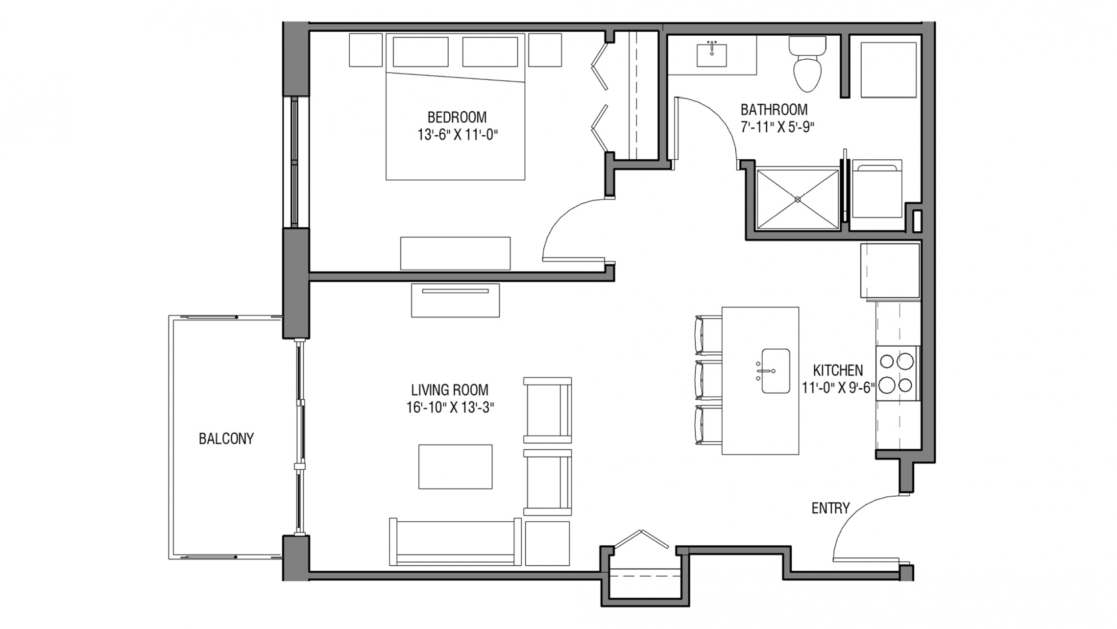 ULI Nine Line 216 - One Bedroom, One Bathroom