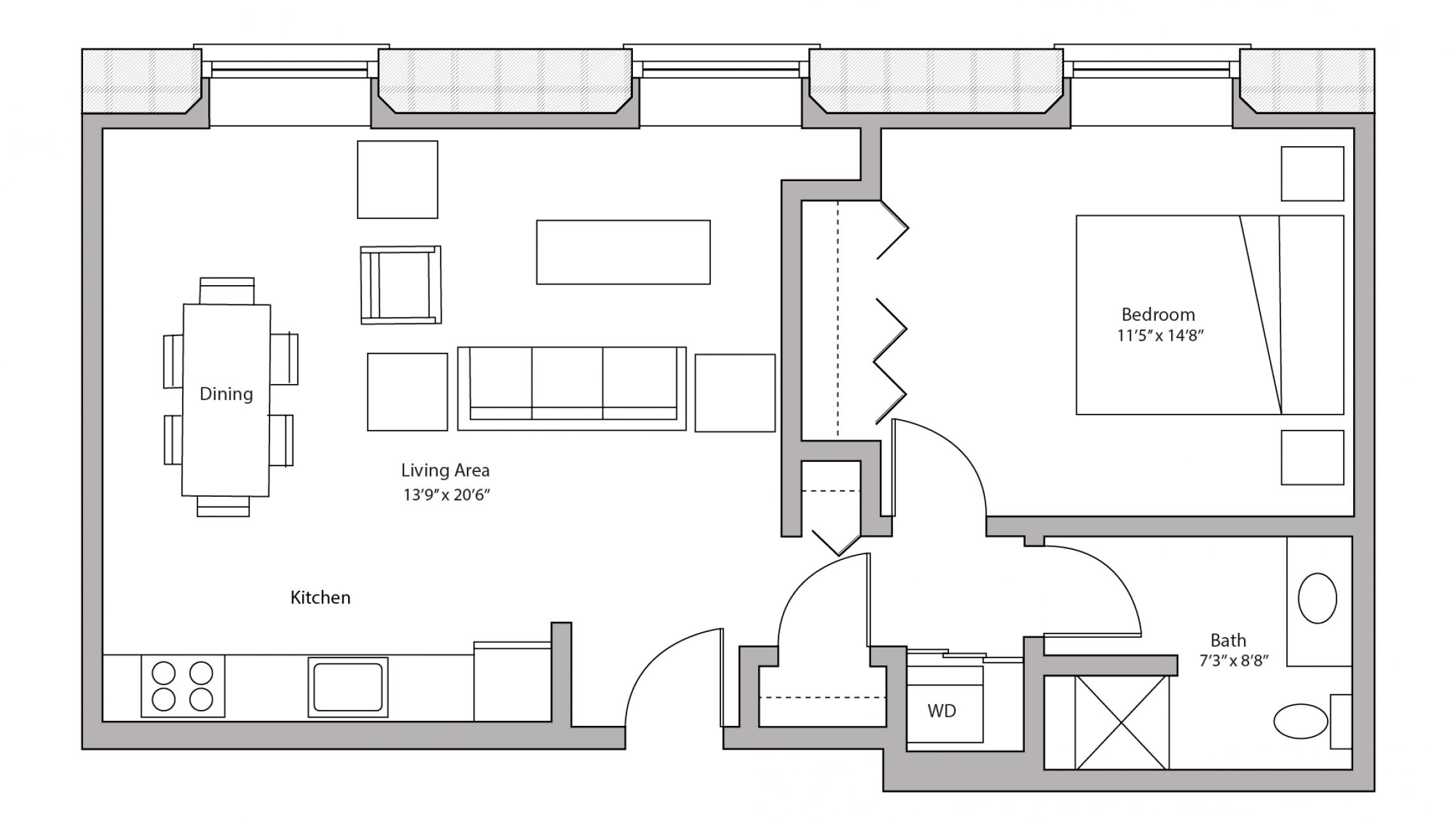 ULI Tobacco Lofts E103 - One Bedroom, One Bathroom