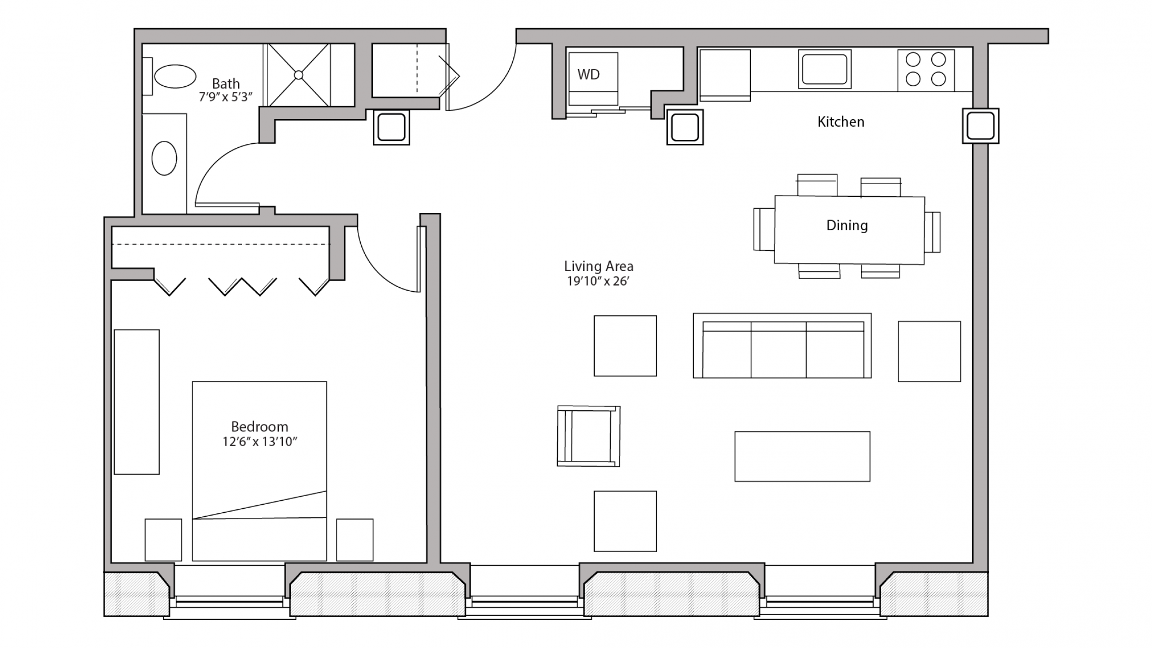 ULI Tobacco Lofts E104 - One Bedroom, One Bathroom