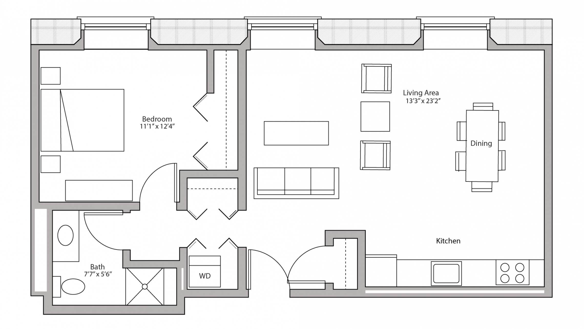 ULI Tobacco Lofts E105 - One Bedroom, ONE Bathroom