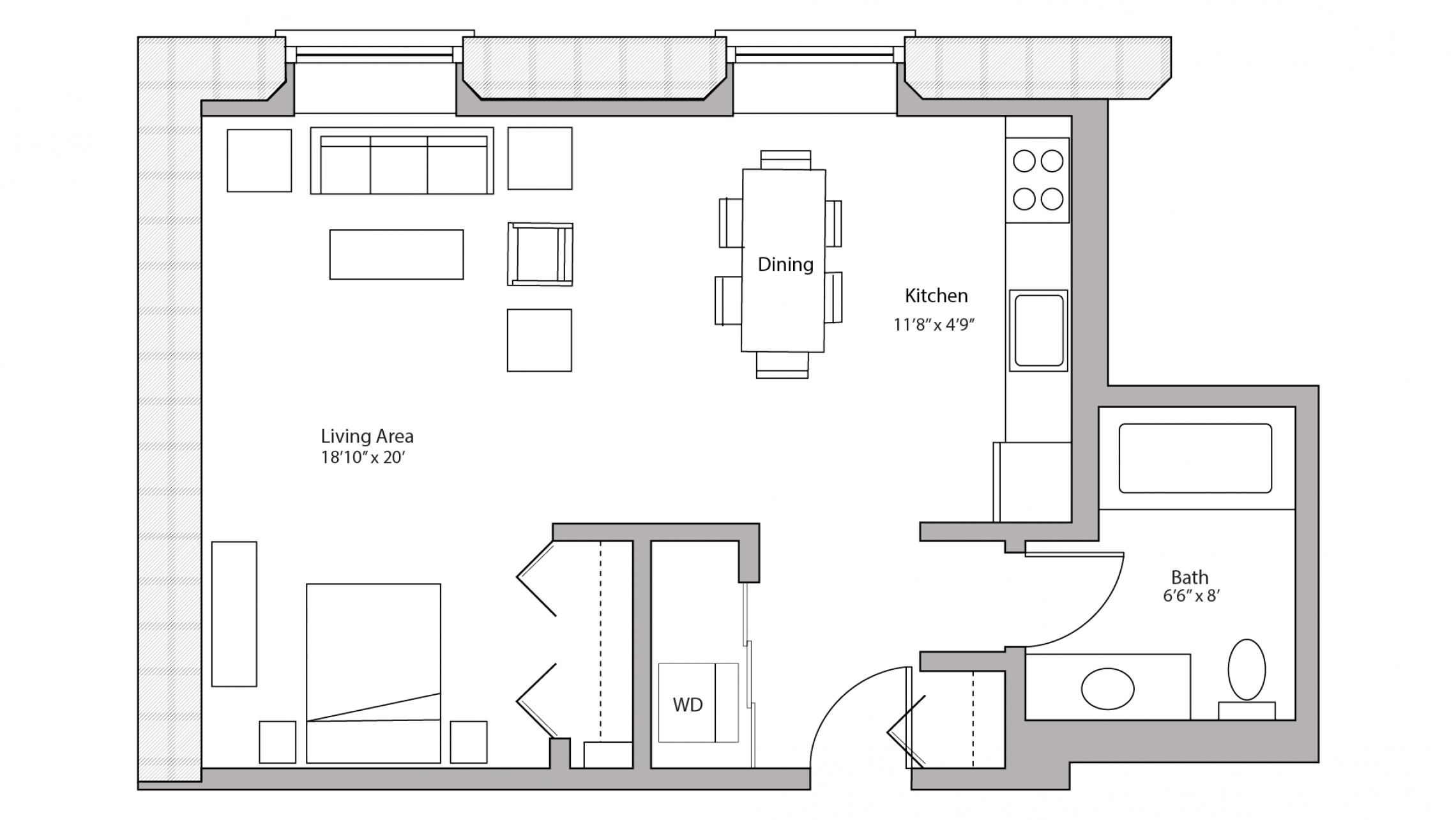 ULI Tobacco Lofts E107 - Studio, One Bathroom