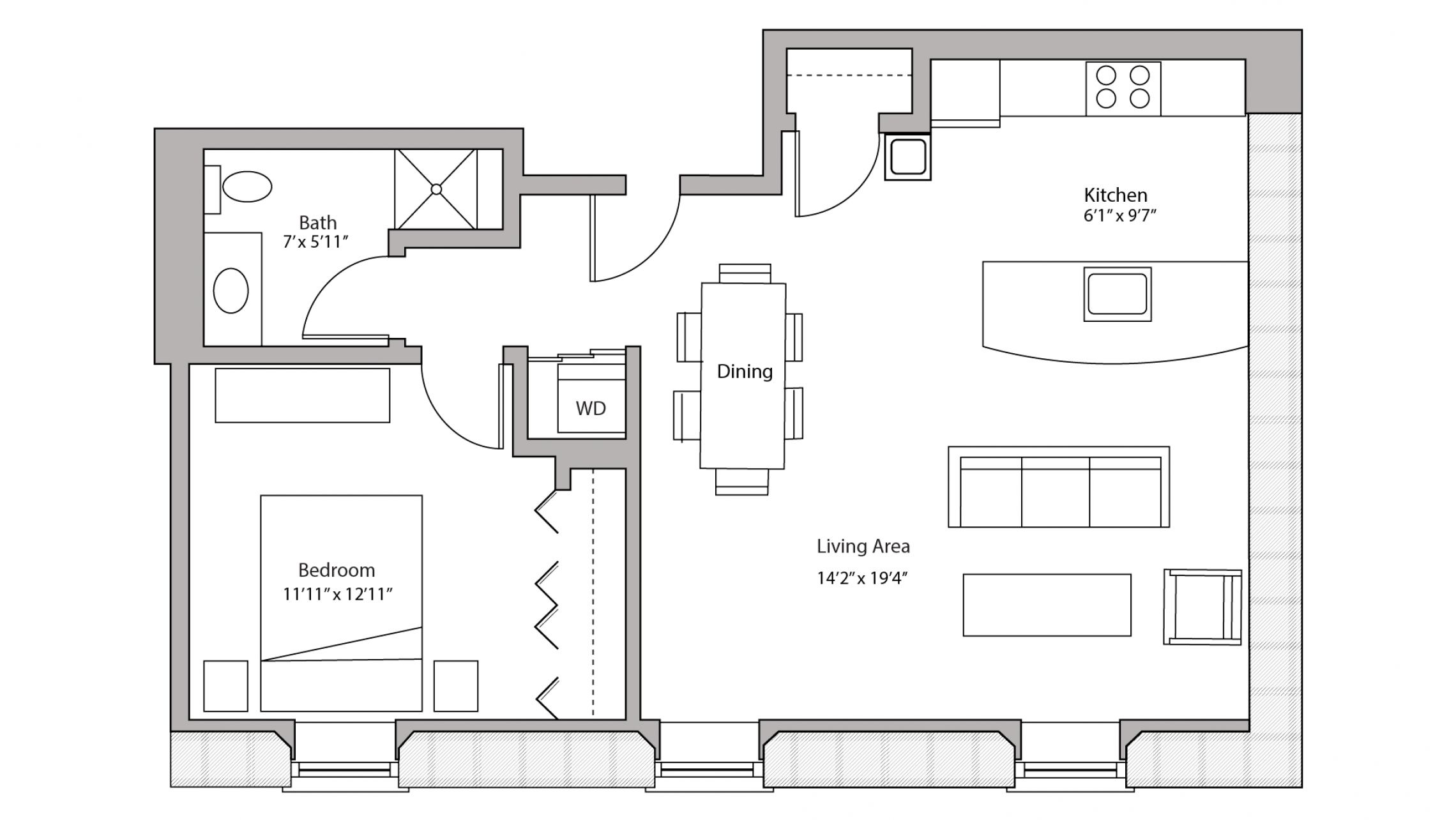 ULI Tobacco Lofts E108 - One Bedroom, One Bathroom