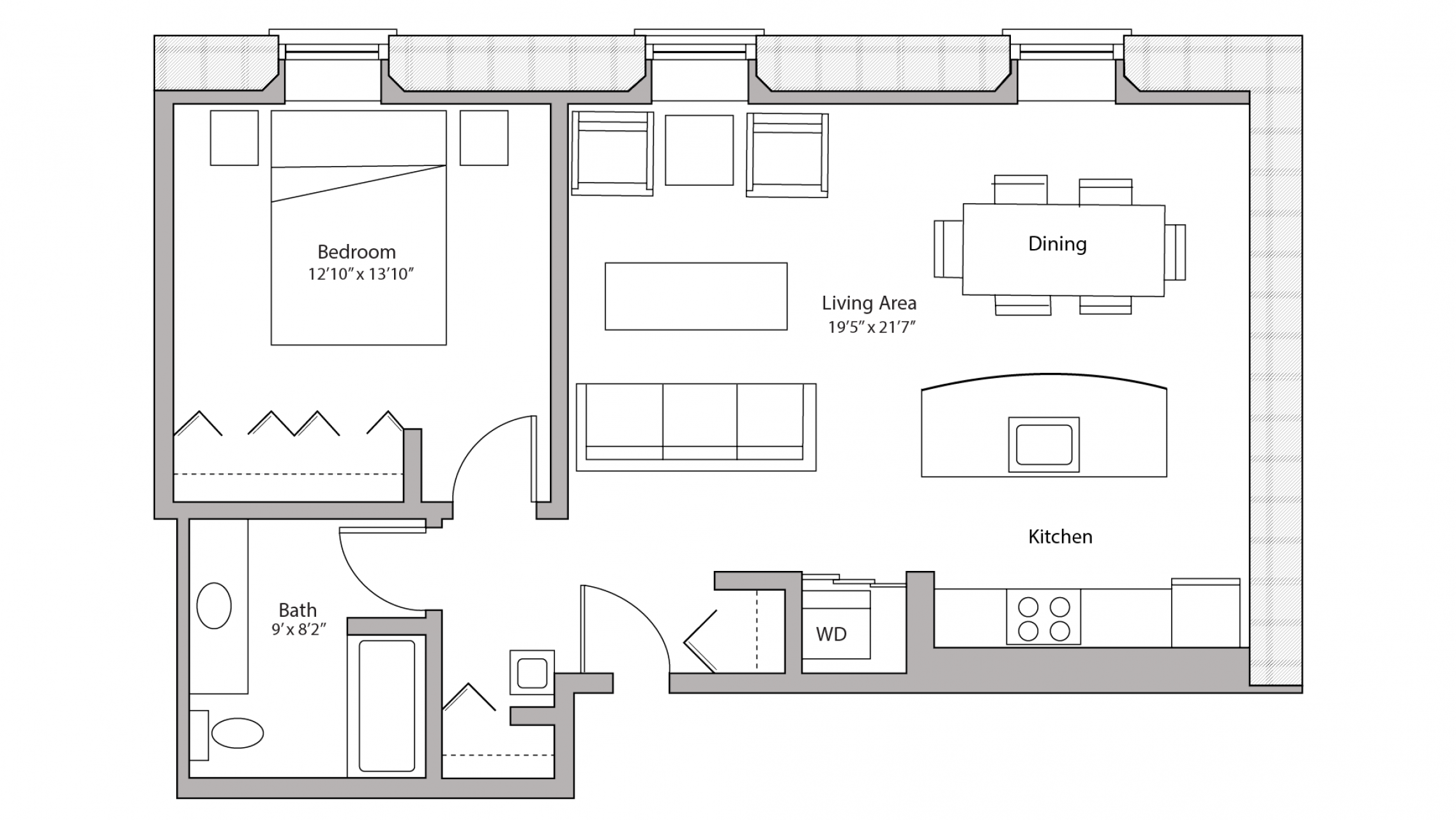 ULI Tobacco Lofts E109 - One Bedroom, One Bathroom