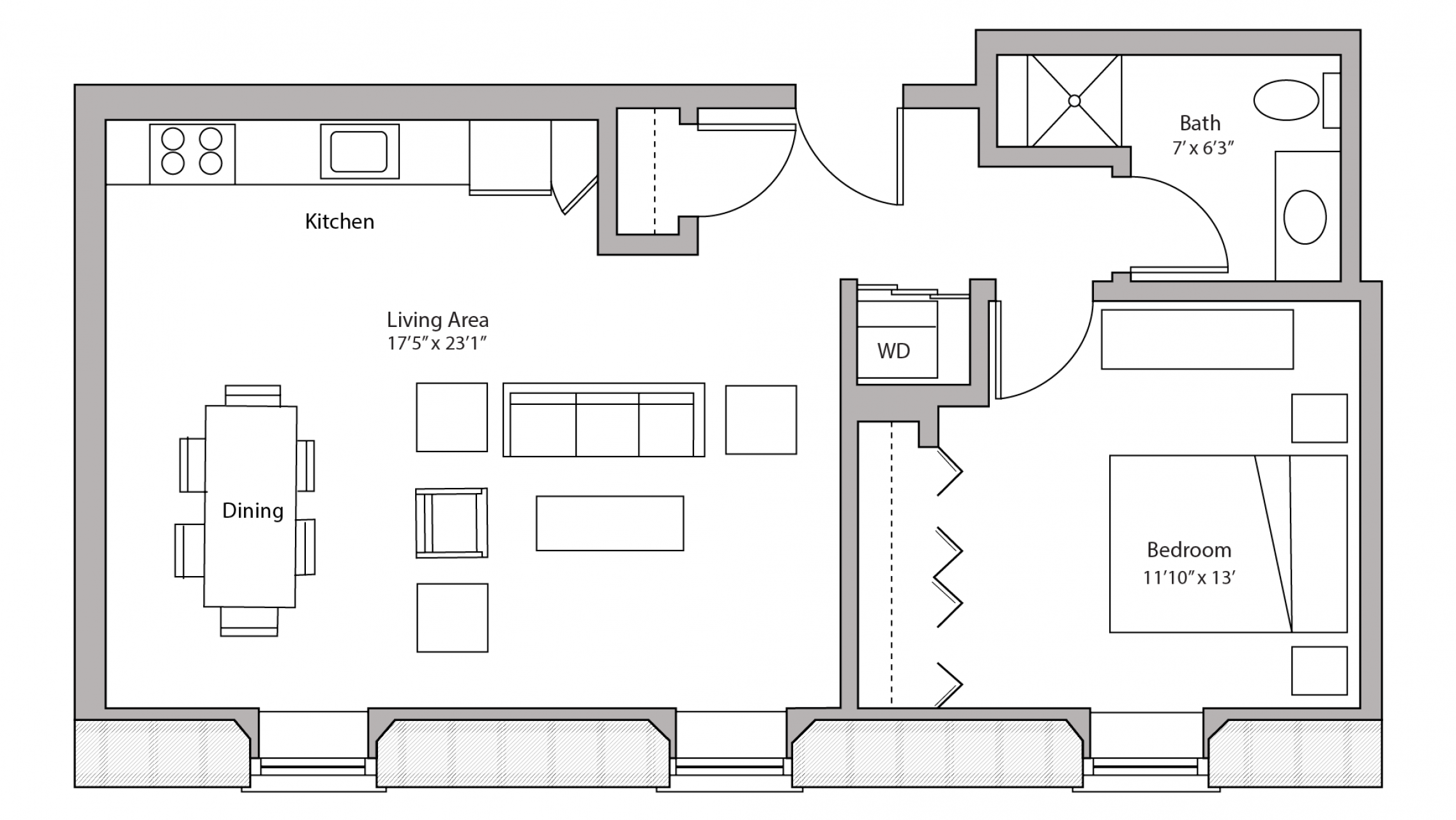 ULI Tobacco Lofts E110 - One Bedroom, One Bathroom