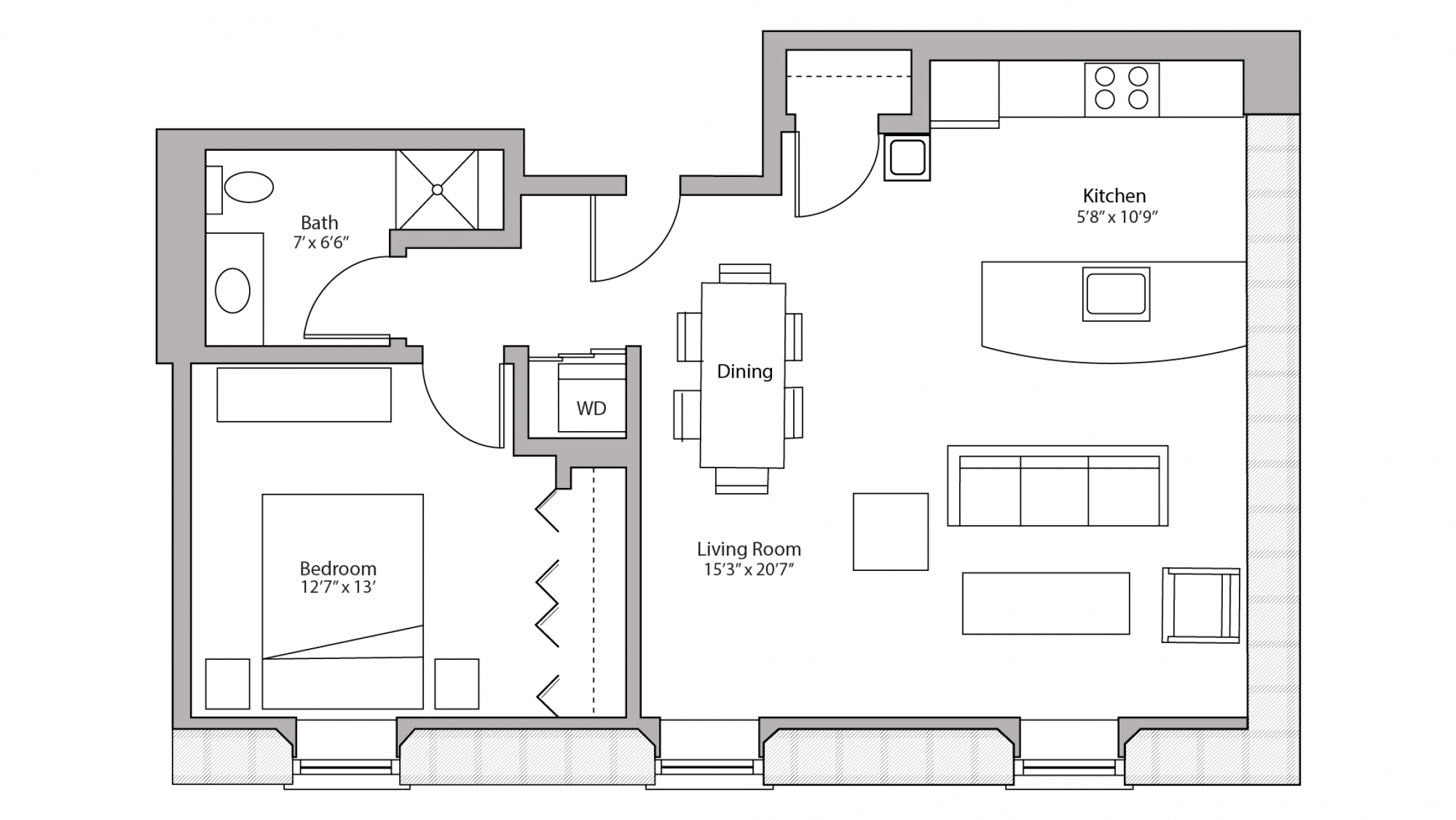 ULI Tobacco Lofts E208 - One Bedroom, One Bathroom