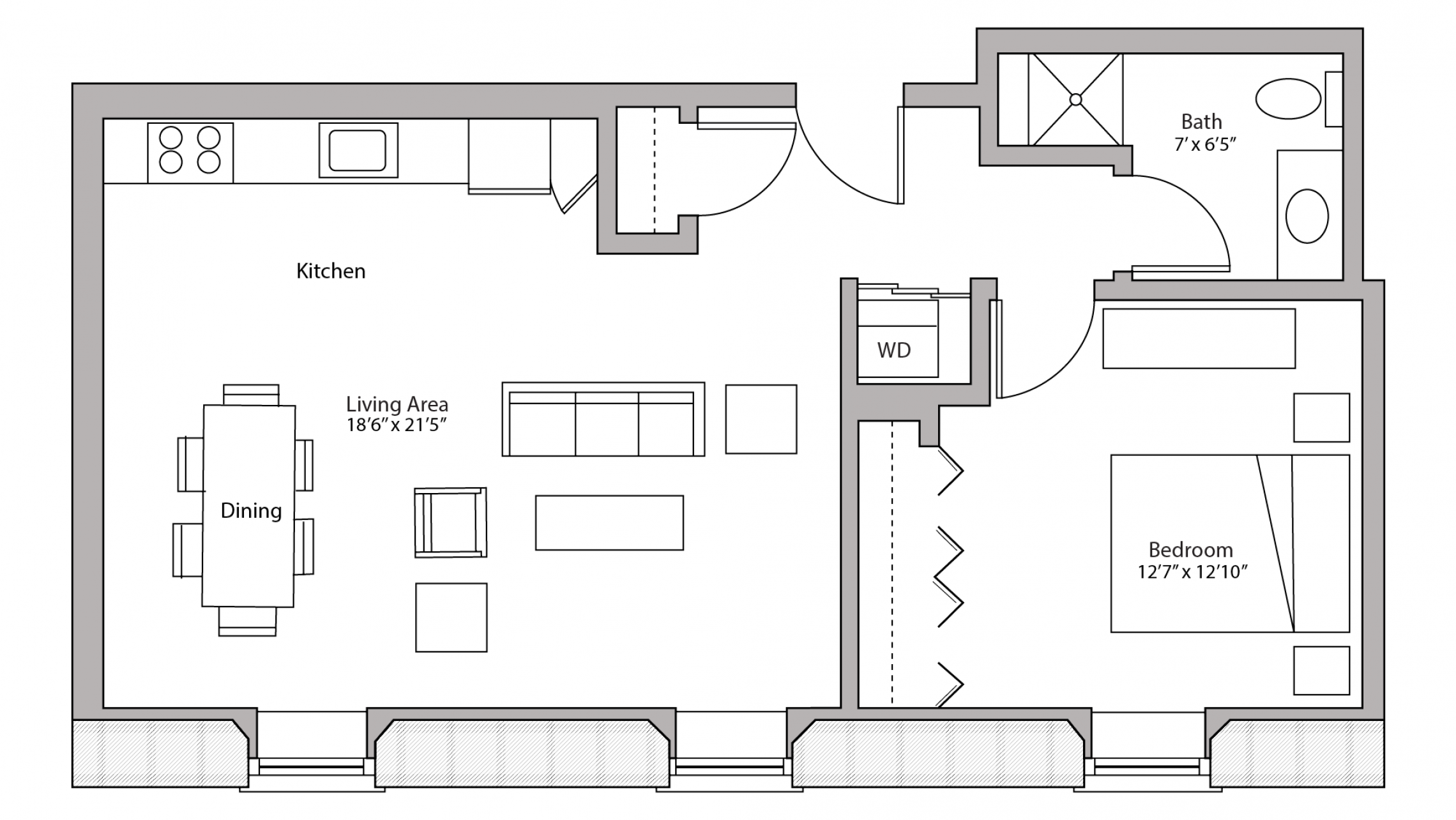 ULI Tobacco Lofts E210 - One Bedroom, One Bathroom