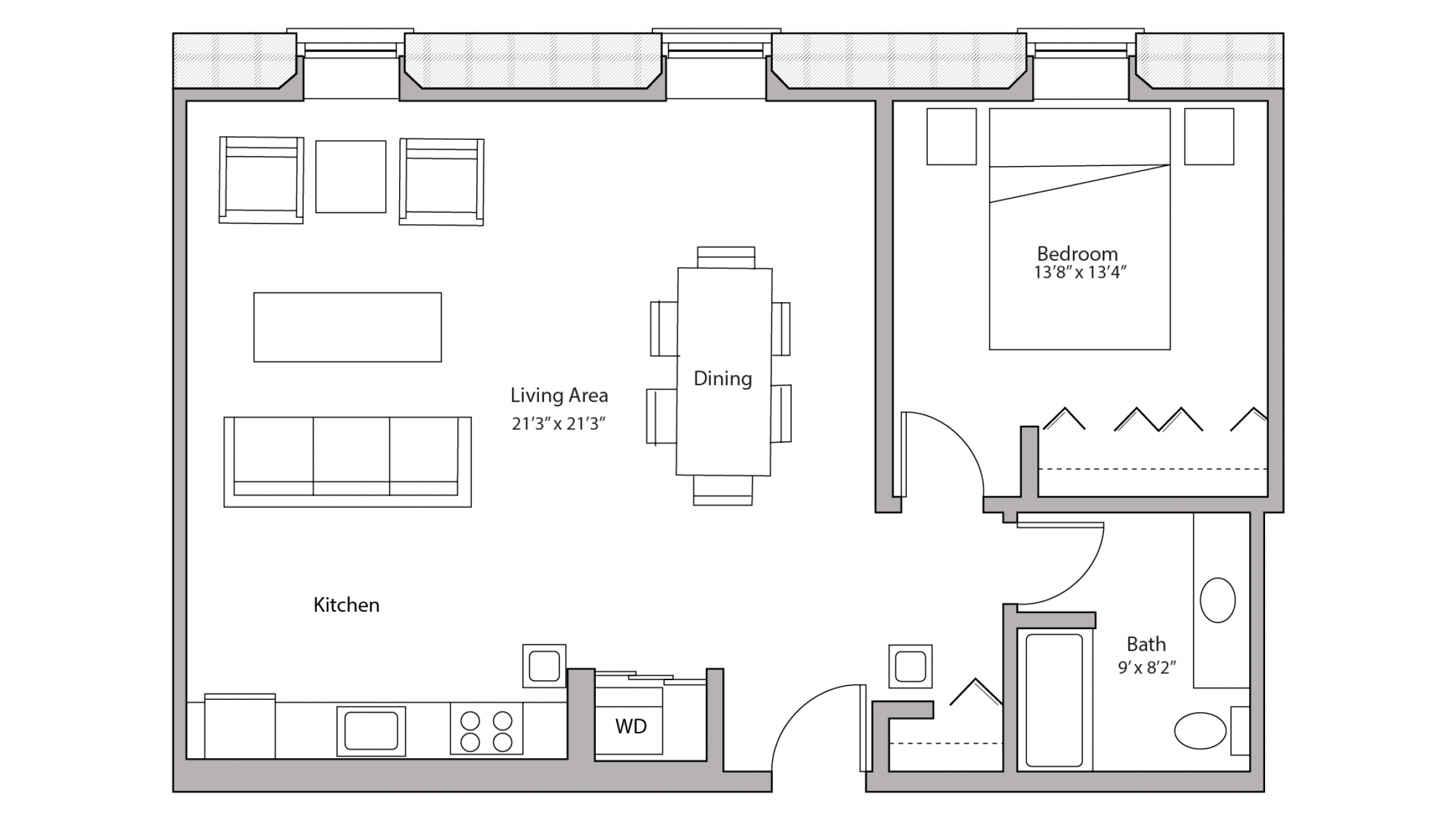 ULI Tobacco Lofts E211 - One Bedroom, One Bathroom