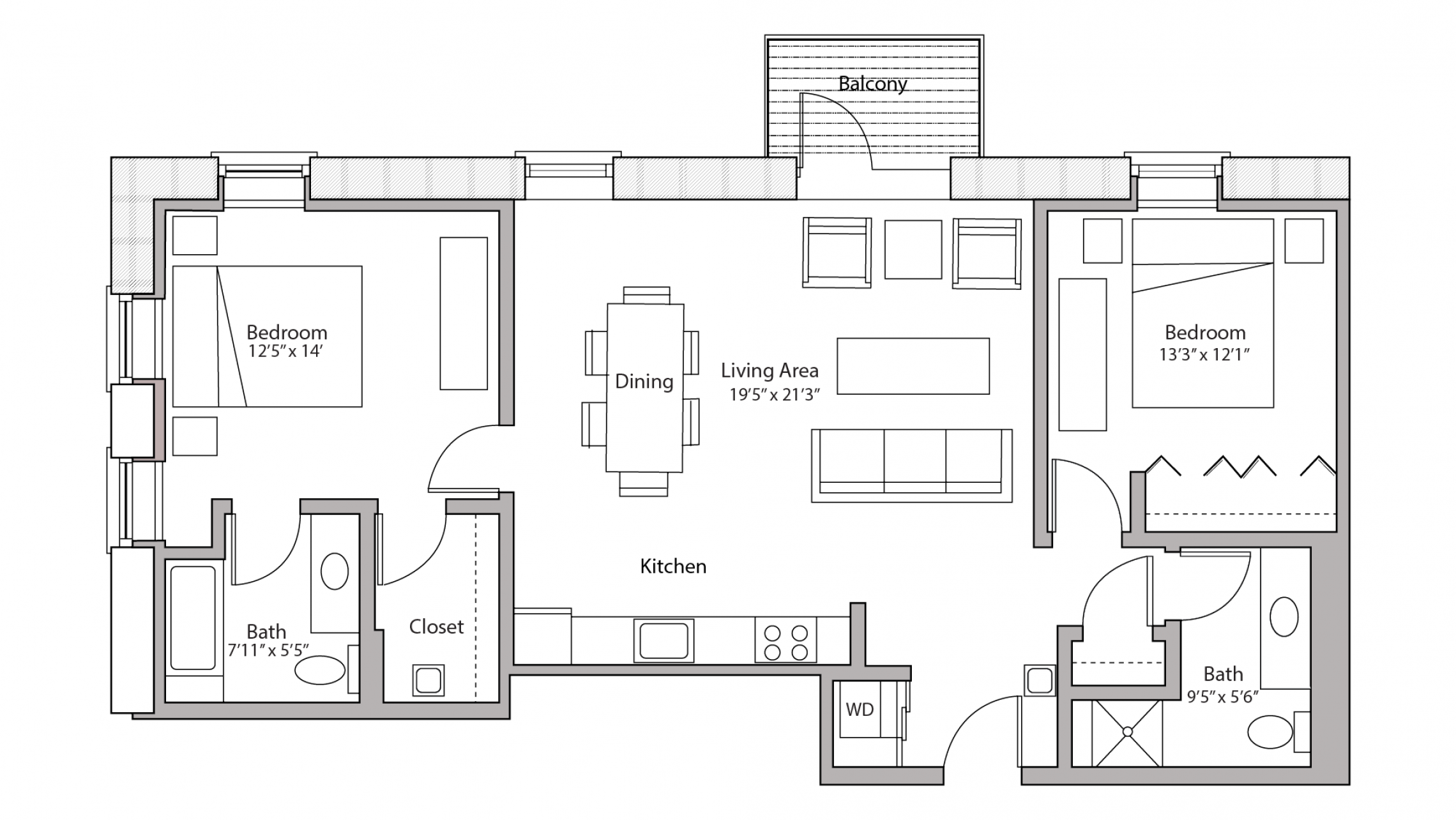 ULI Tobacco Lofts E213 - Two Bedroom, Two Bathroom