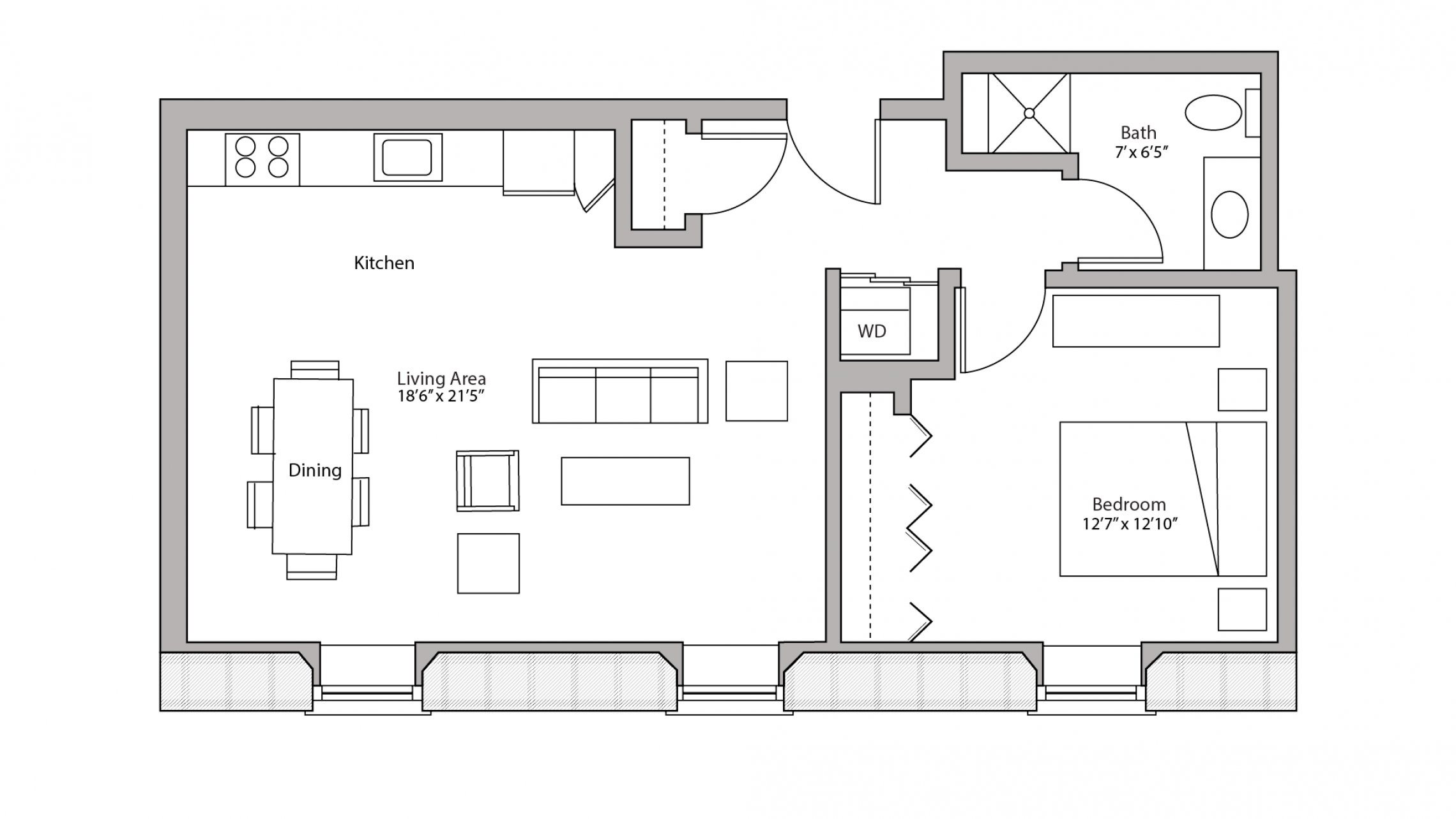 ULI Tobacco Lofts E310 - One Bedroom, One Bathroom