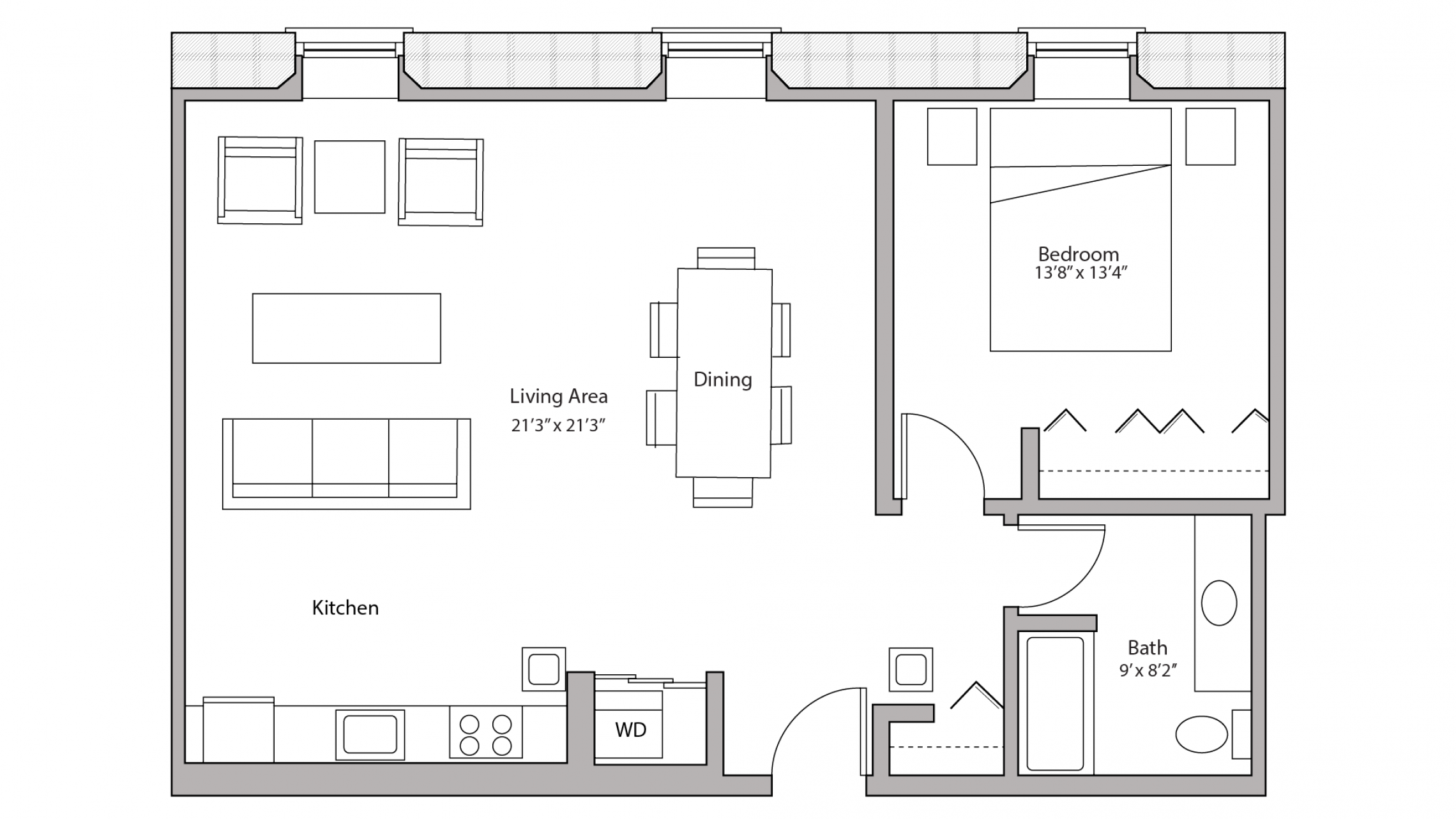 ULI Tobacco Lofts E311 - One Bedroom, One Bathroom
