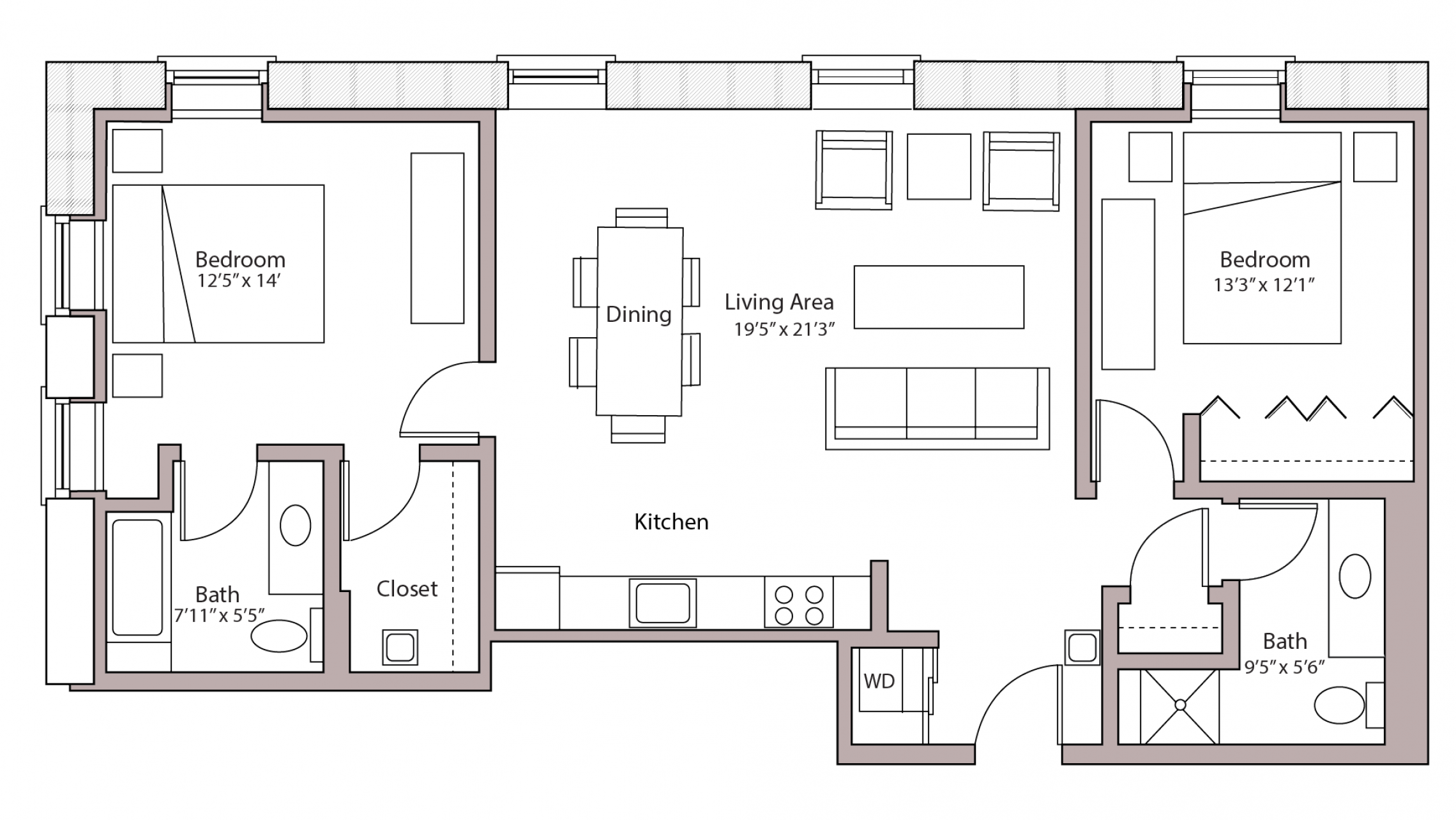 ULI Tobacco Lofts E313 - Two Bedroom, Two Bathroom