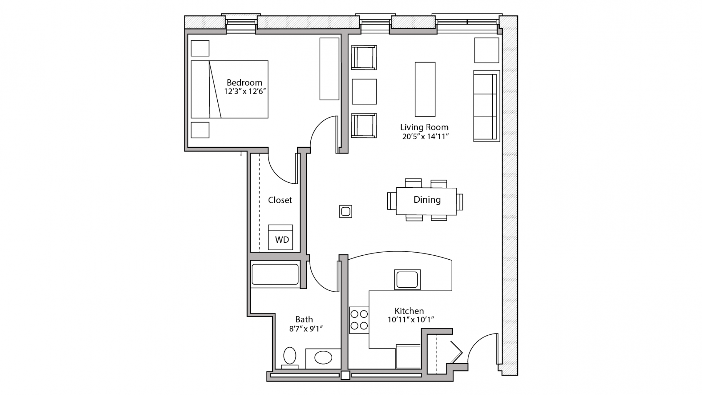 ULI Tobacco Lofts W209 - One Bedroom, One Bathroom