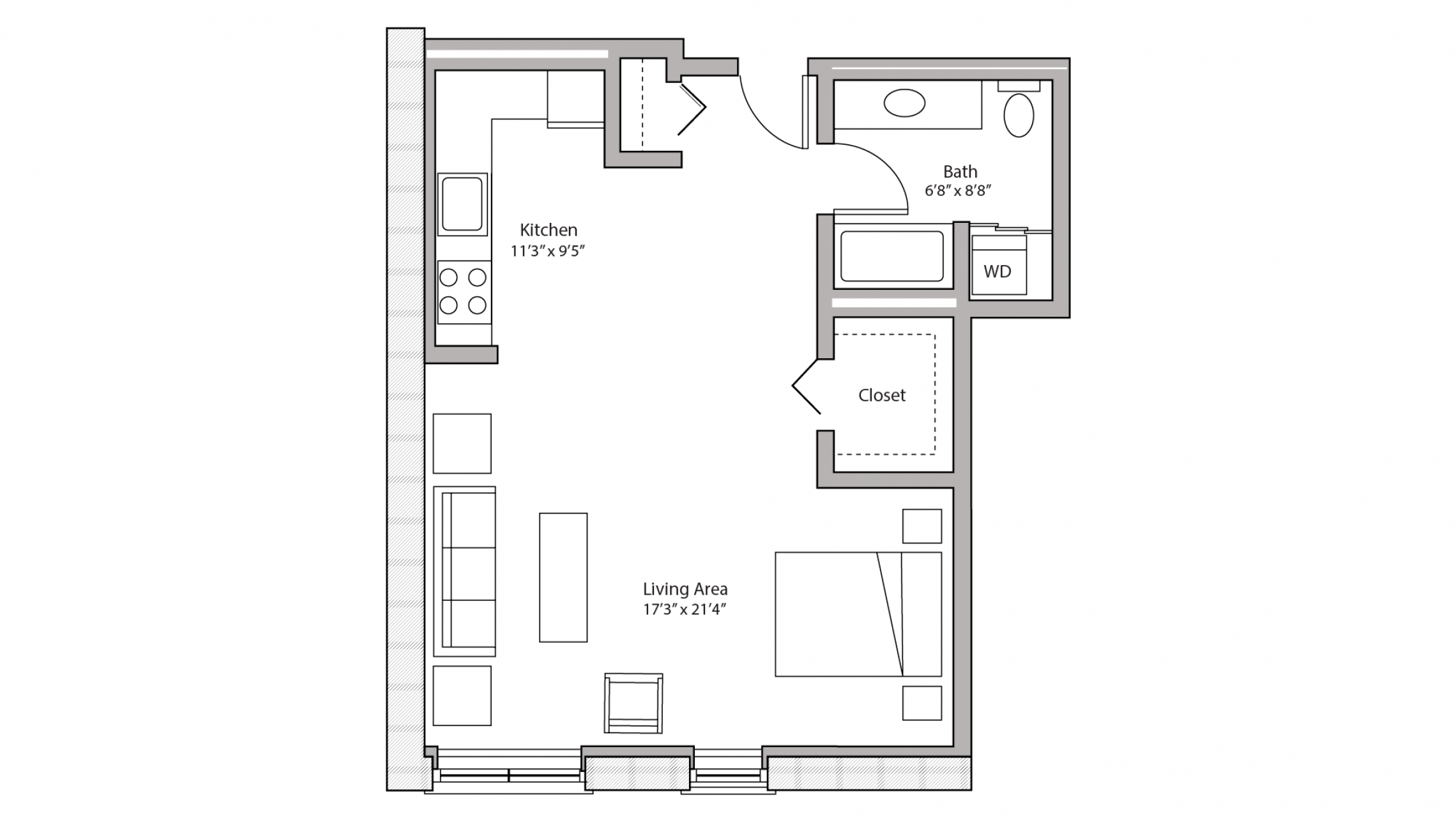 ULI Tobacco Lofts W212 - Studio, One Bathroom