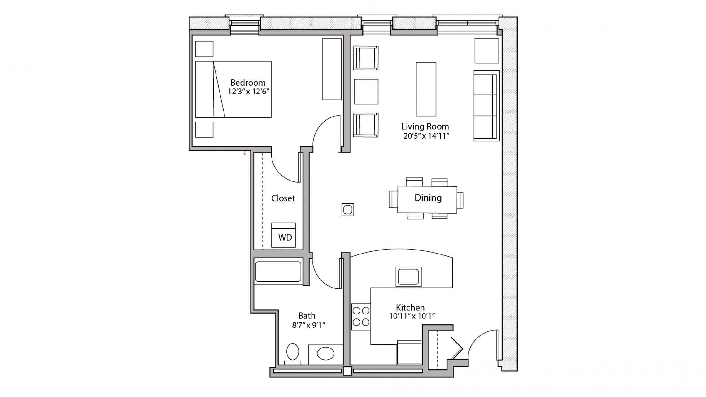 ULI Tobacco Lofts W221 - One Bedroom, One Bathroom