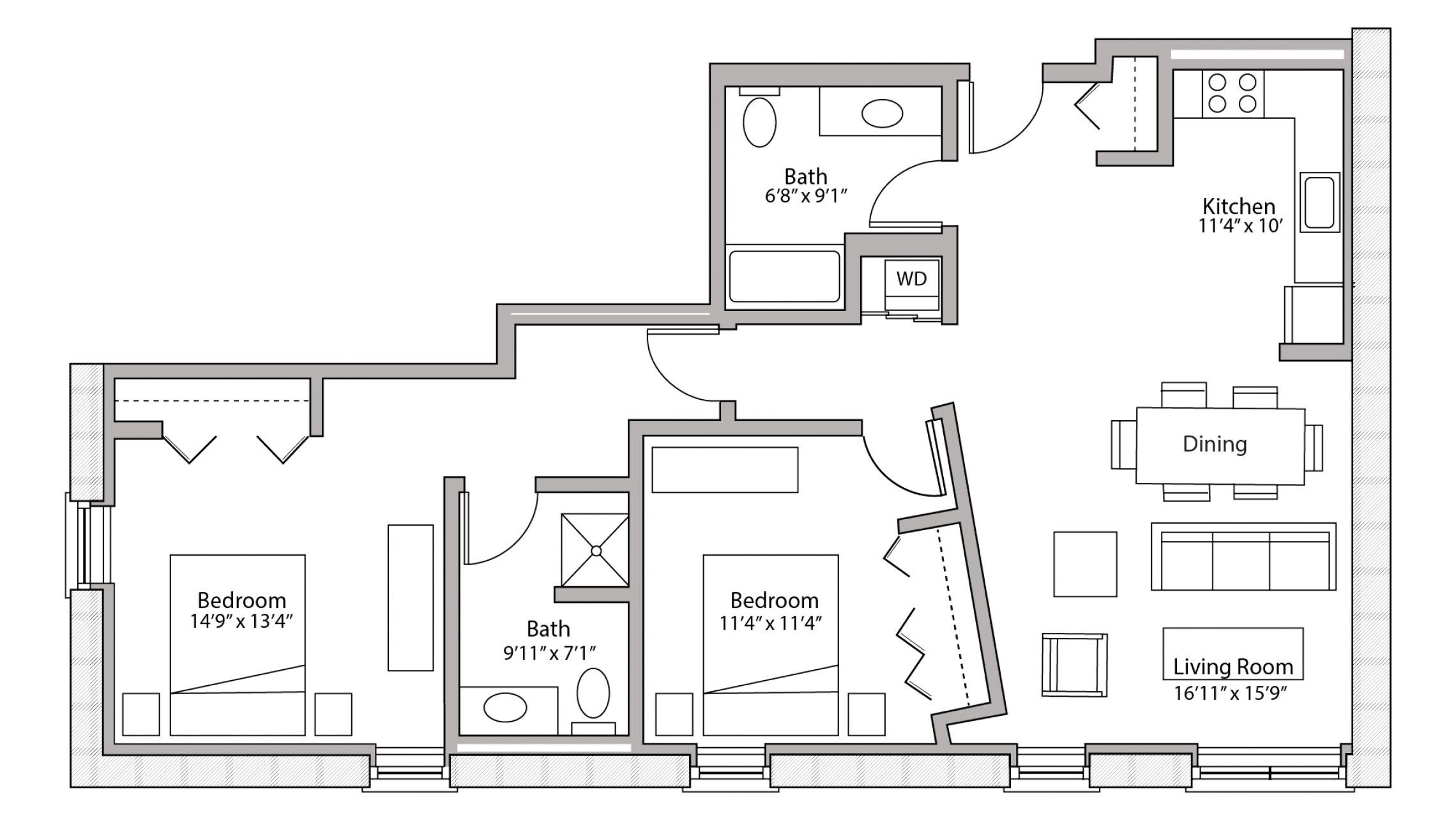 ULI Tobacco Lofts W222 - Two Bedroom, Two Bathroom