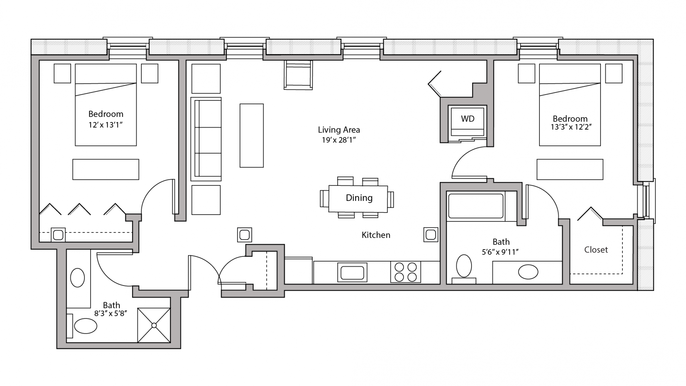 ULI Tobacco Lofts W223 - Two Bedroom, Two Bathroom