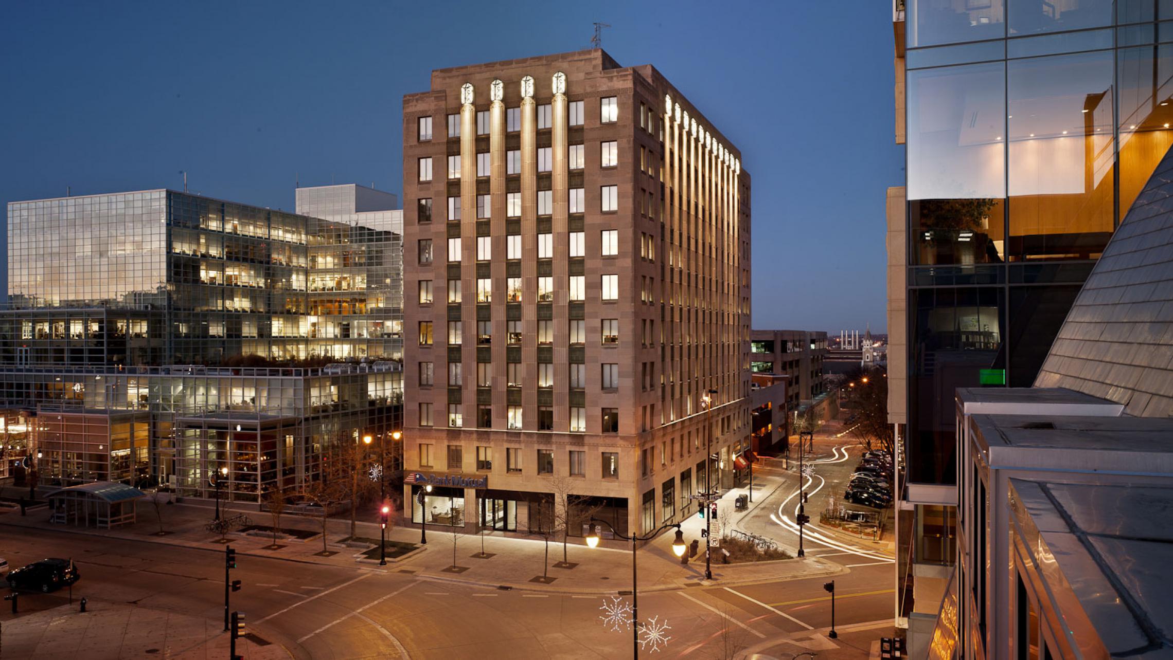 ULI US Bank Tenney Plaza From Block 89 at Dusk