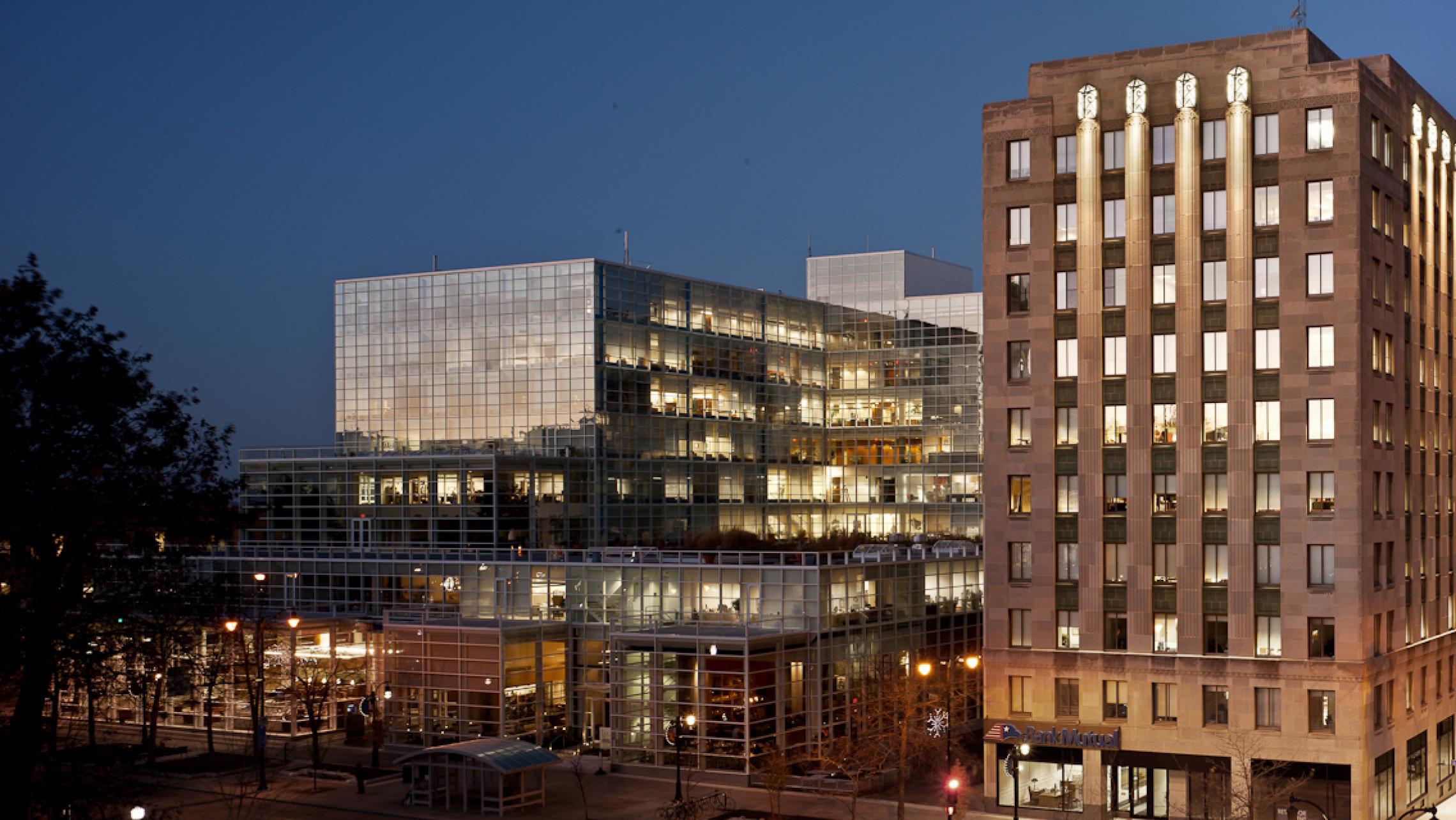 ULI US Bank Plaza and Tenney Plaza at Night