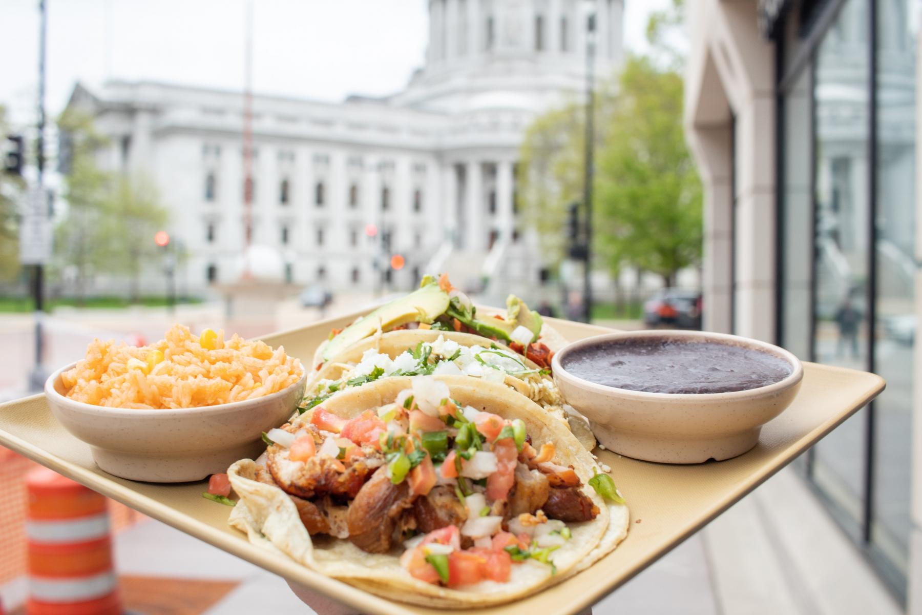 BelAir Cantina Tacos in front of the Wisconsin State Capitol